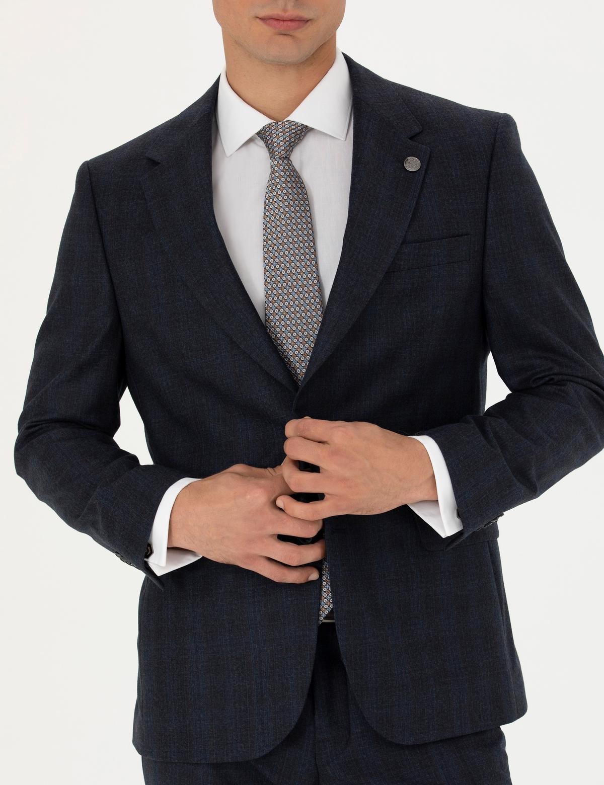 %100 Yün Lacivert Slim Fit Takım Elbise - 50274246152