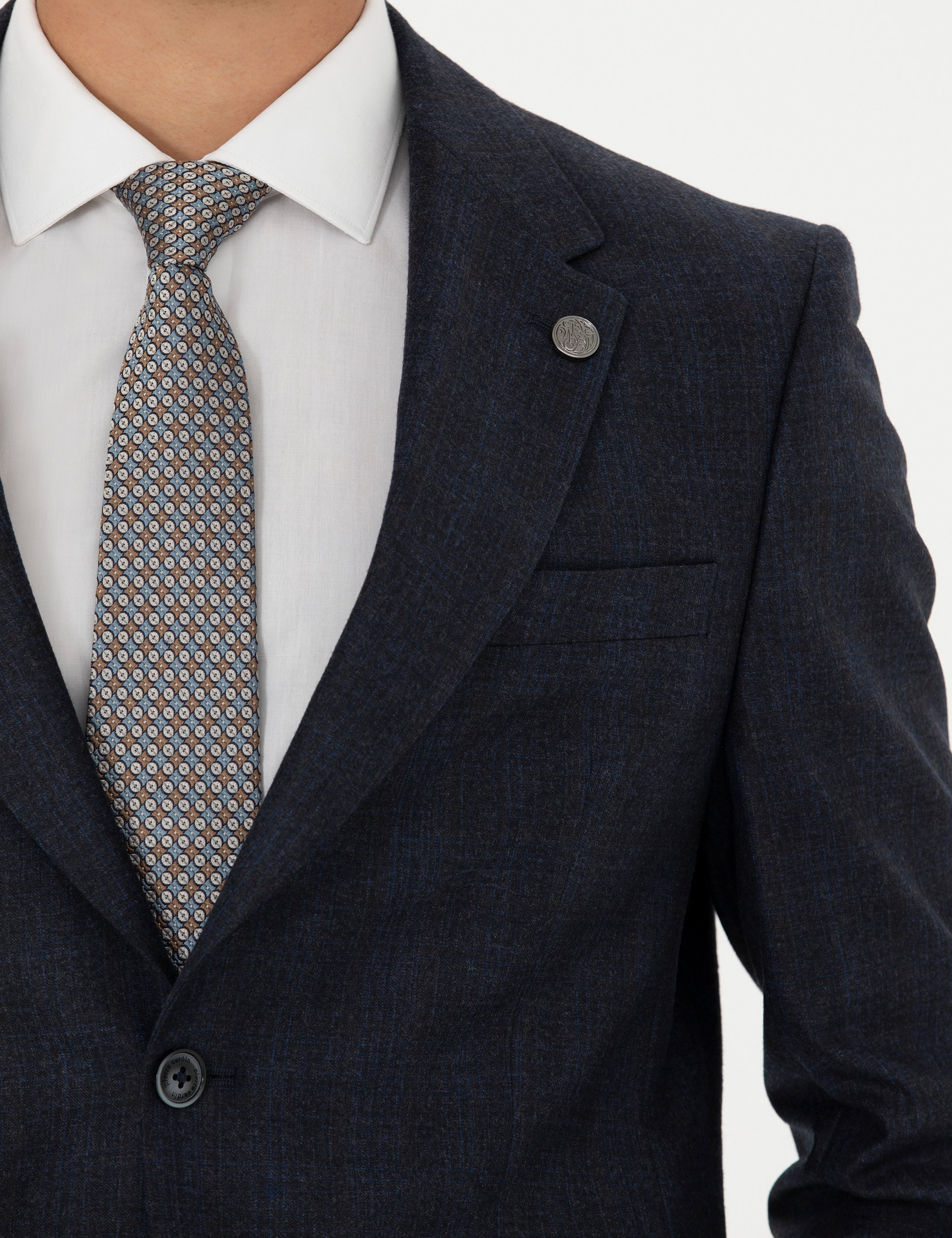 %100 Yün Lacivert Slim Fit Takım Elbise - Image 7