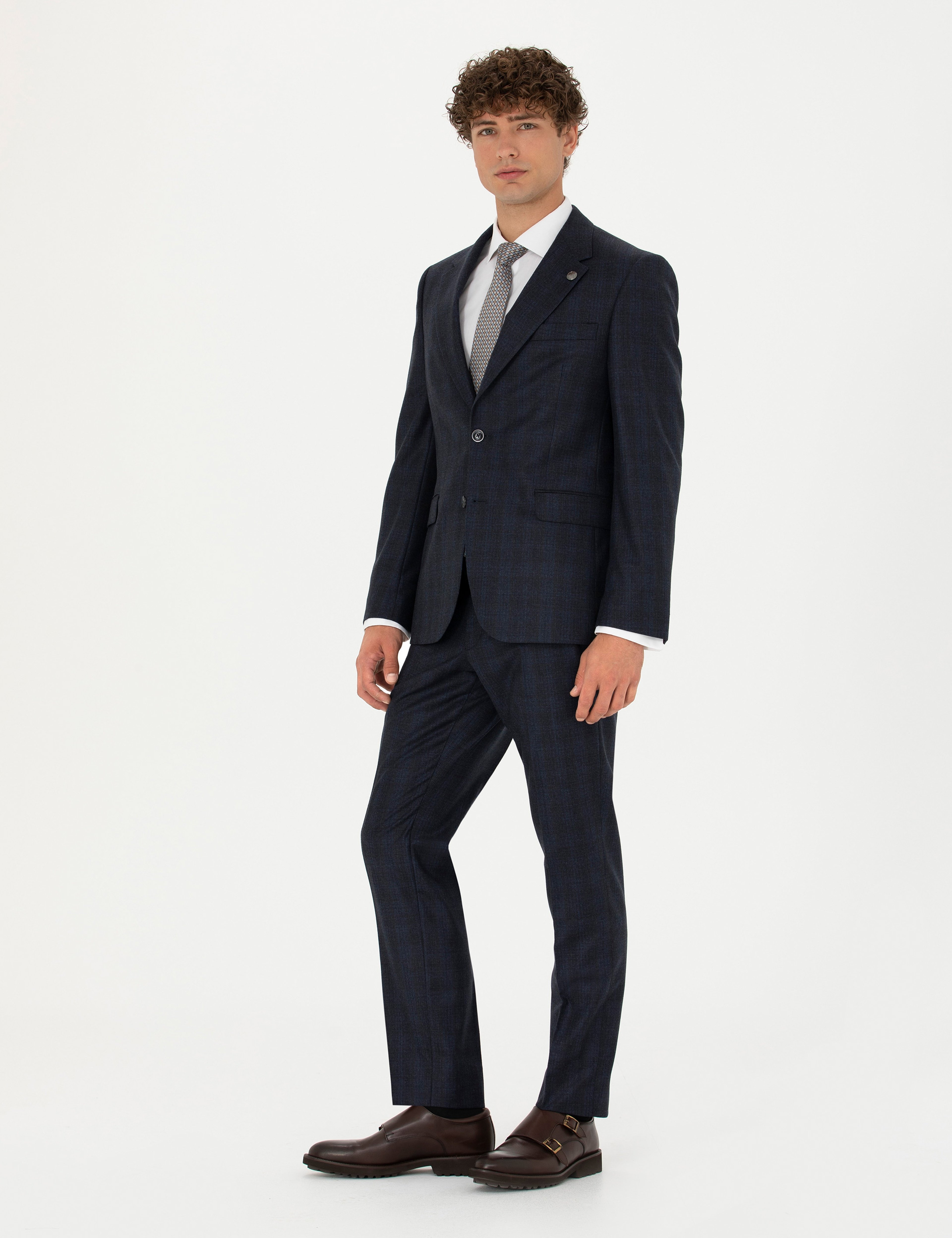 %100 Yün Lacivert Slim Fit Takım Elbise - Image 3
