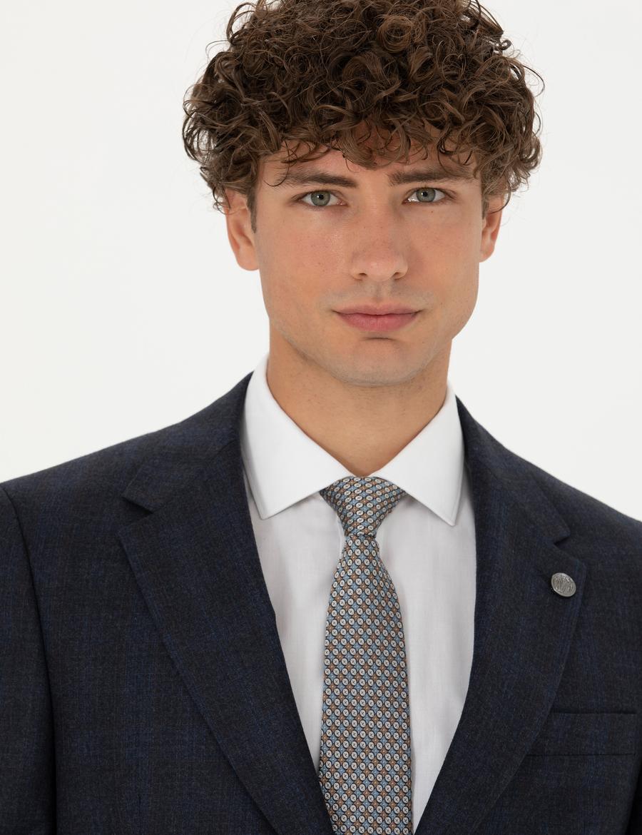 %100 Yün Lacivert Slim Fit Takım Elbise