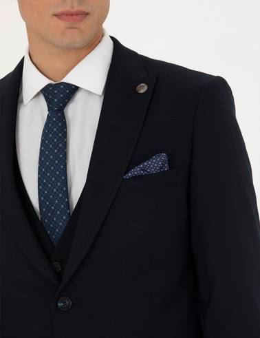 Yelekli Lacivert Ekstra Slim Fit Takım Elbise