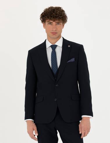 Yelekli Lacivert Ekstra Slim Fit Takım Elbise