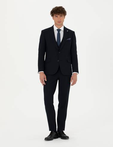 Yelekli Lacivert Ekstra Slim Fit Takım Elbise
