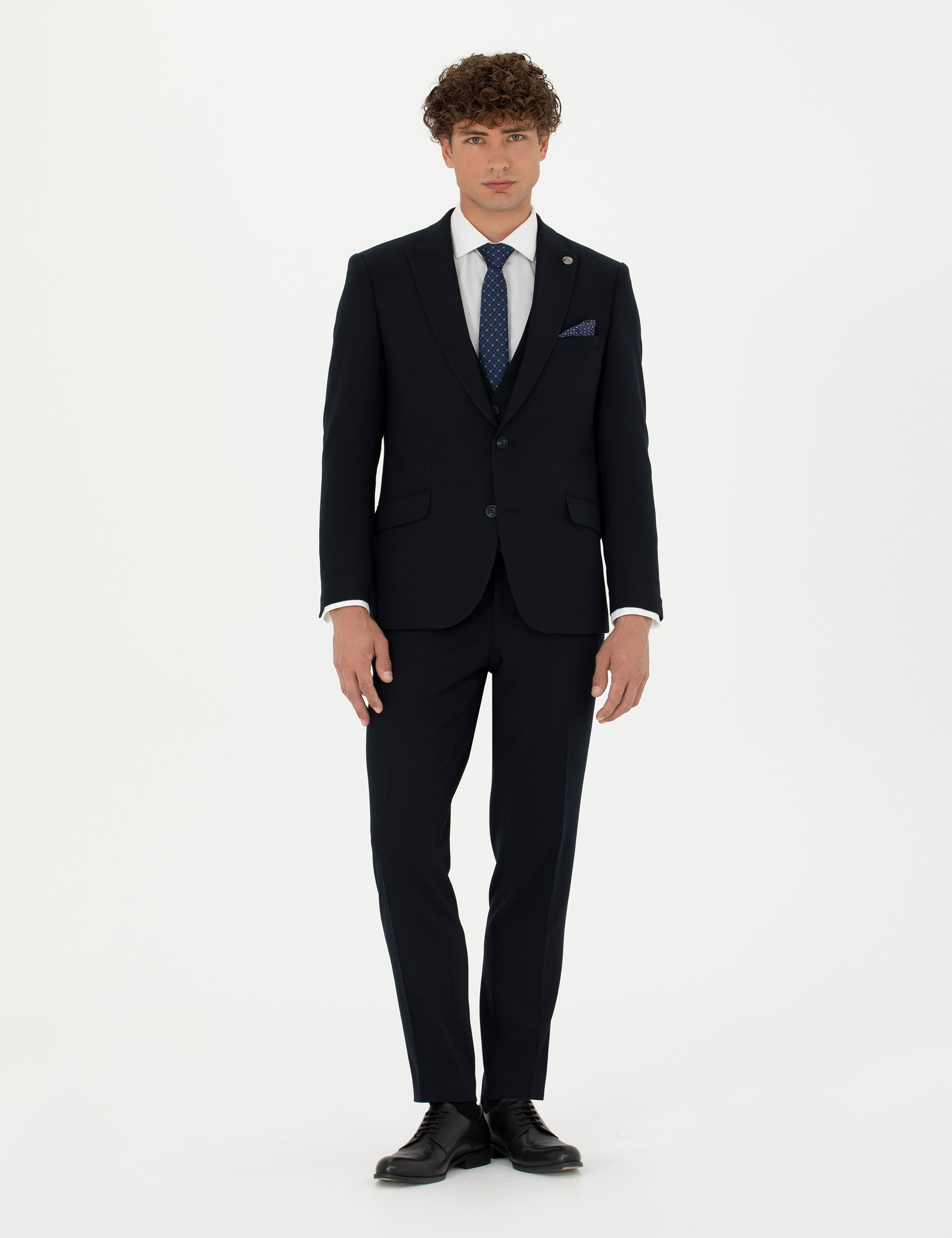 Yelekli Lacivert Ekstra Slim Fit Takım Elbise - Image 1