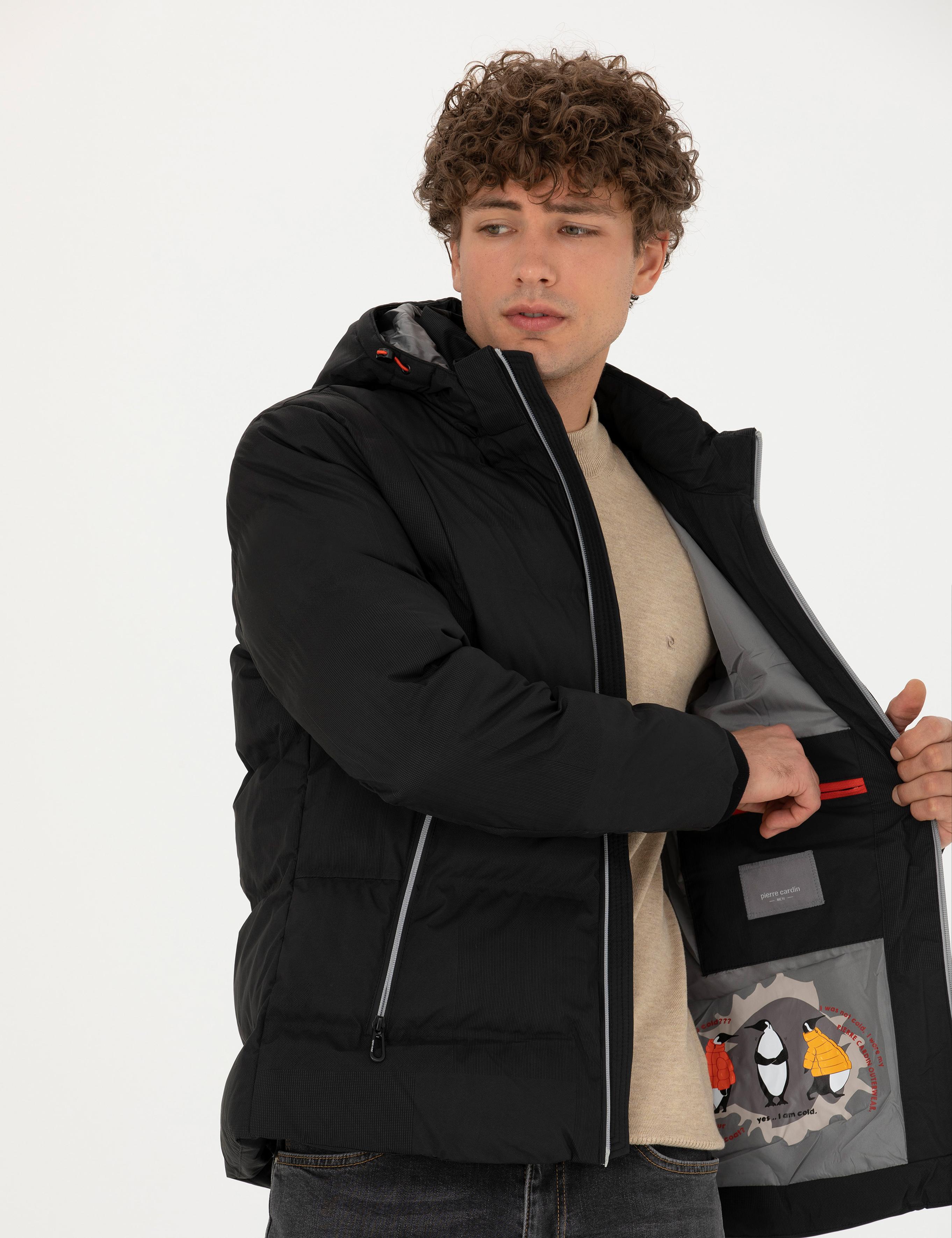 Siyah Kapüşonlu Şişme Spor Mont