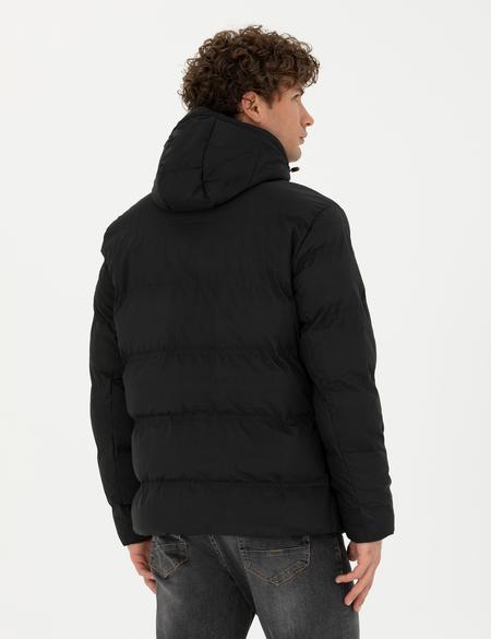 Siyah Kapüşonlu Şişme Spor Mont - 50275486009