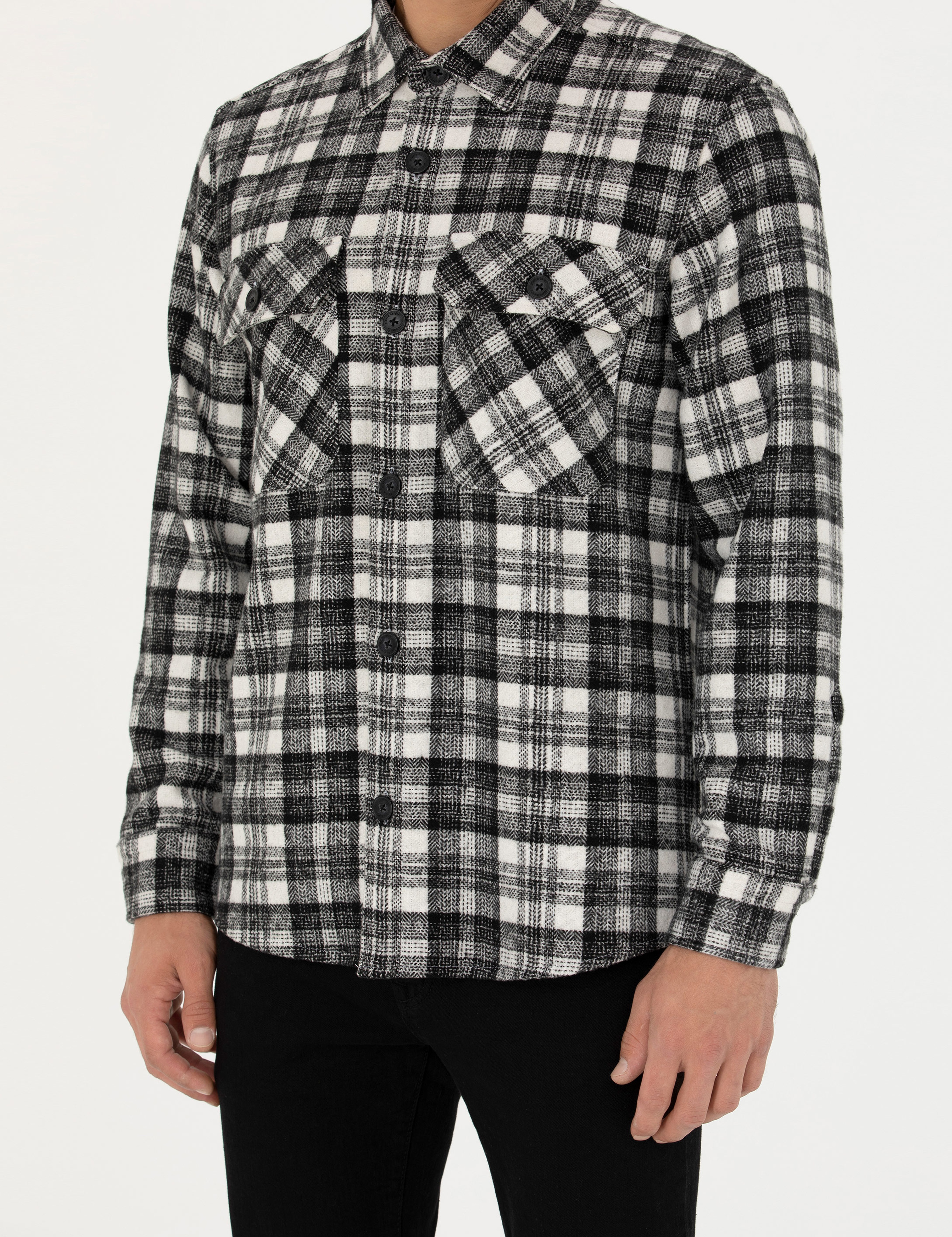 Siyah Oduncu Oversize Gömlek - Image 6