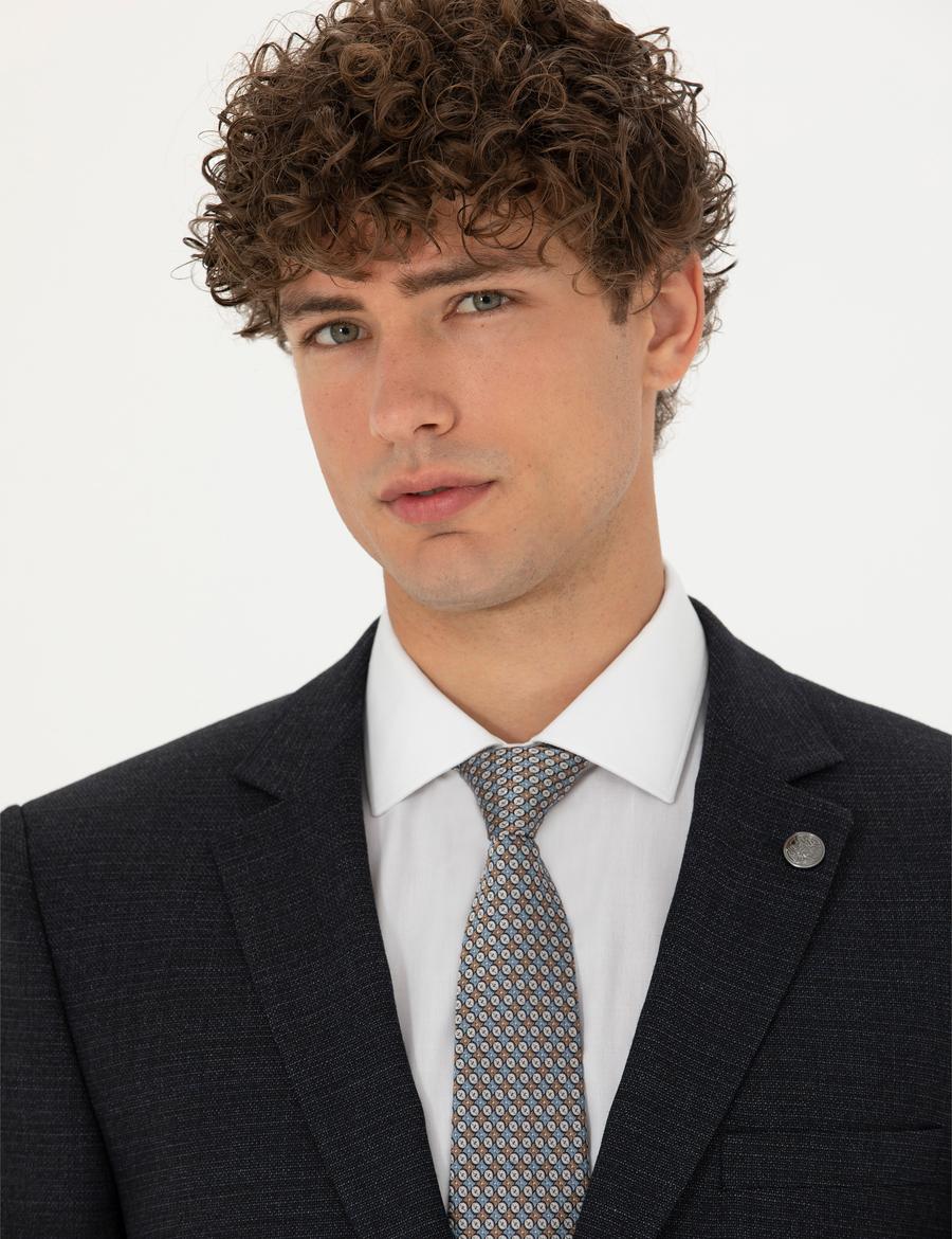 Lacivert Ex. Slim Fit Yün Karışımlı Takım Elbise