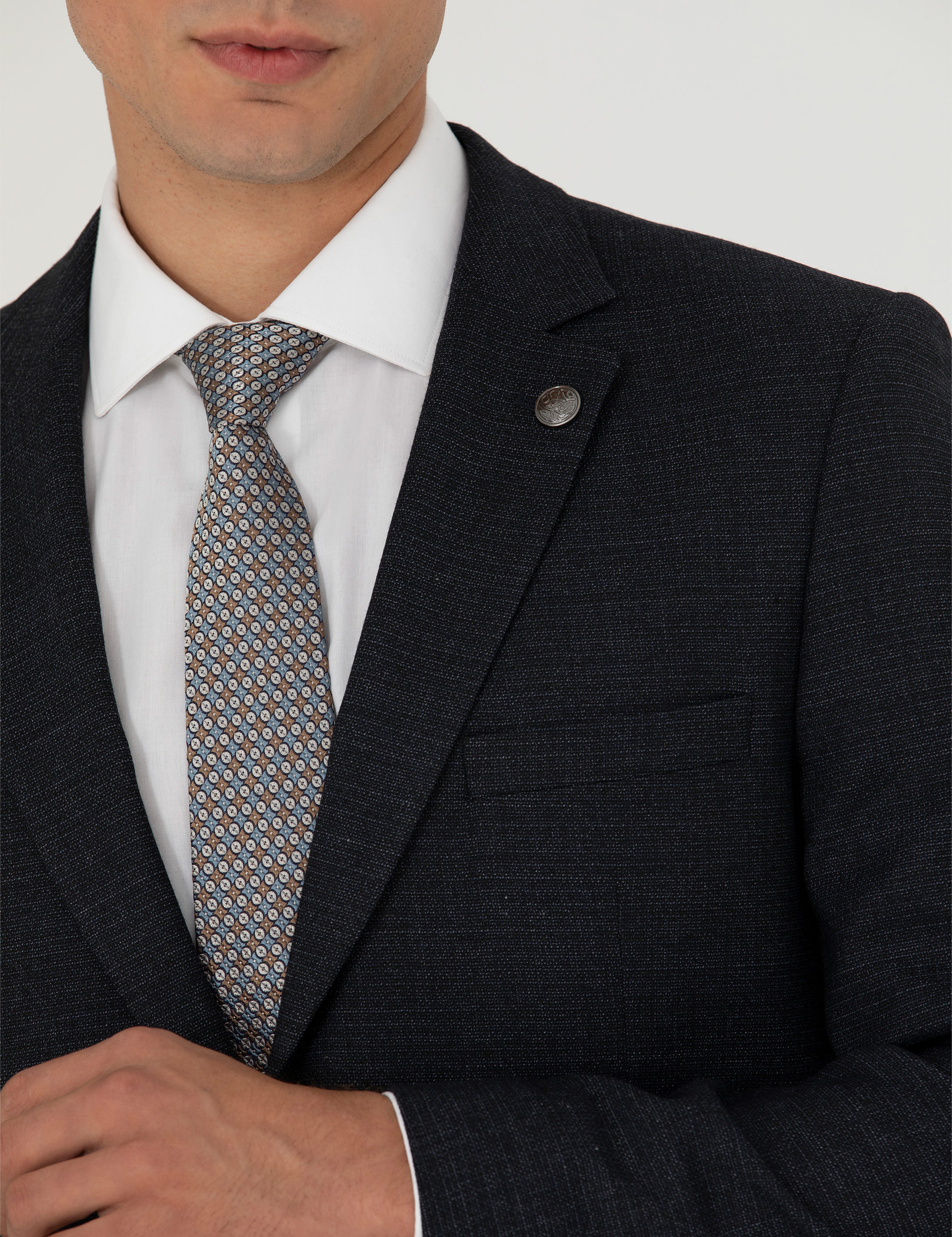 Lacivert Extra Slim Fit Yün Karışımlı Takım Elbise - Image 7