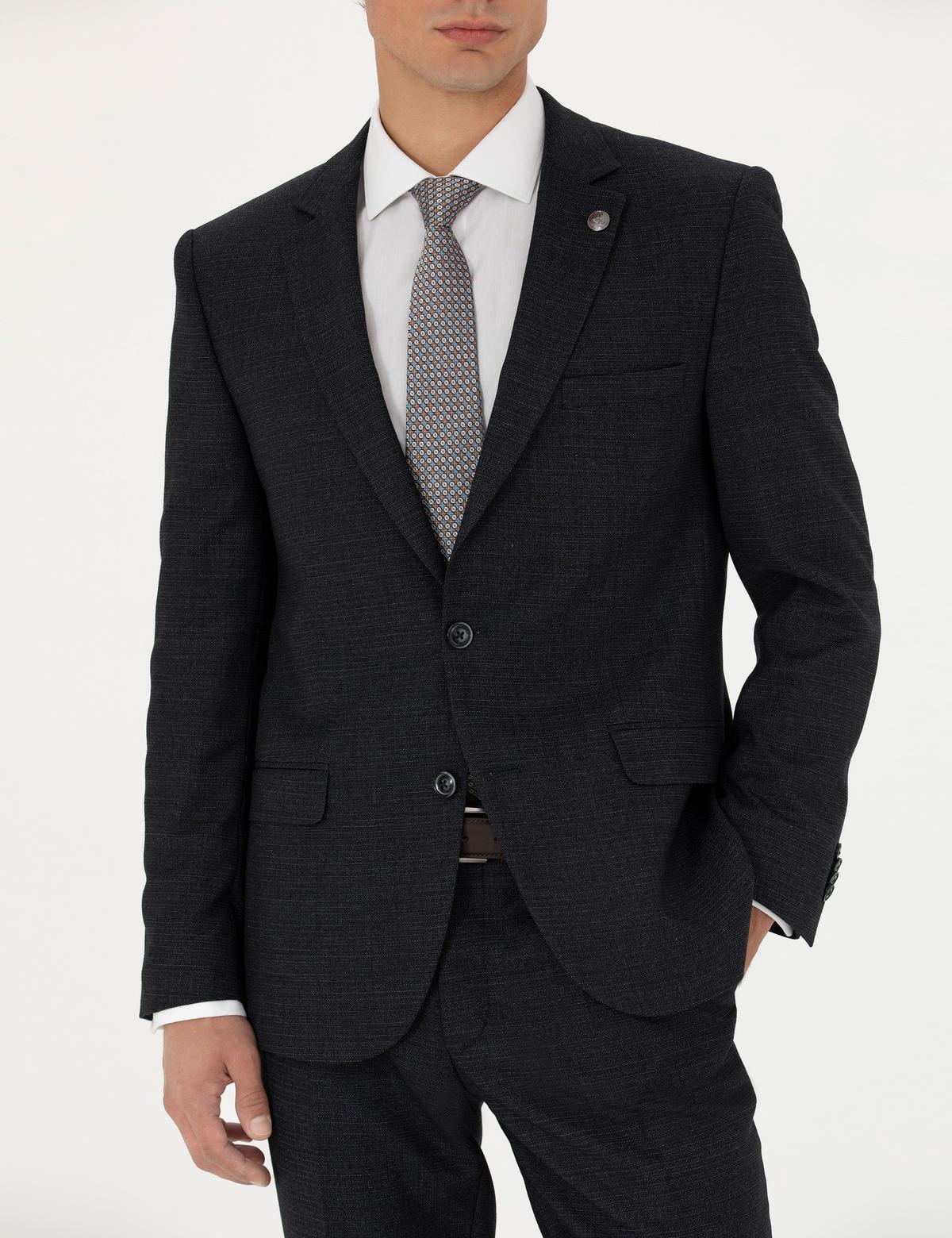 Lacivert Ex. Slim Fit Yün Karışımlı Takım Elbise - 50273452065