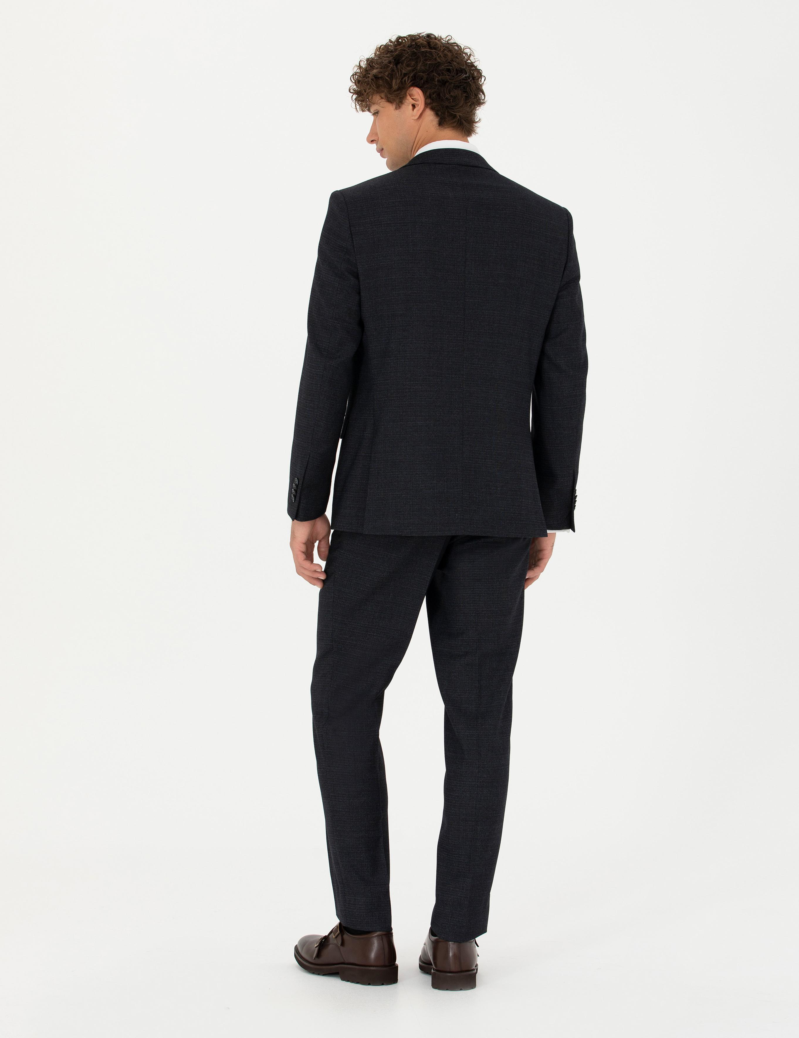 Lacivert Ex. Slim Fit Yün Karışımlı Takım Elbise