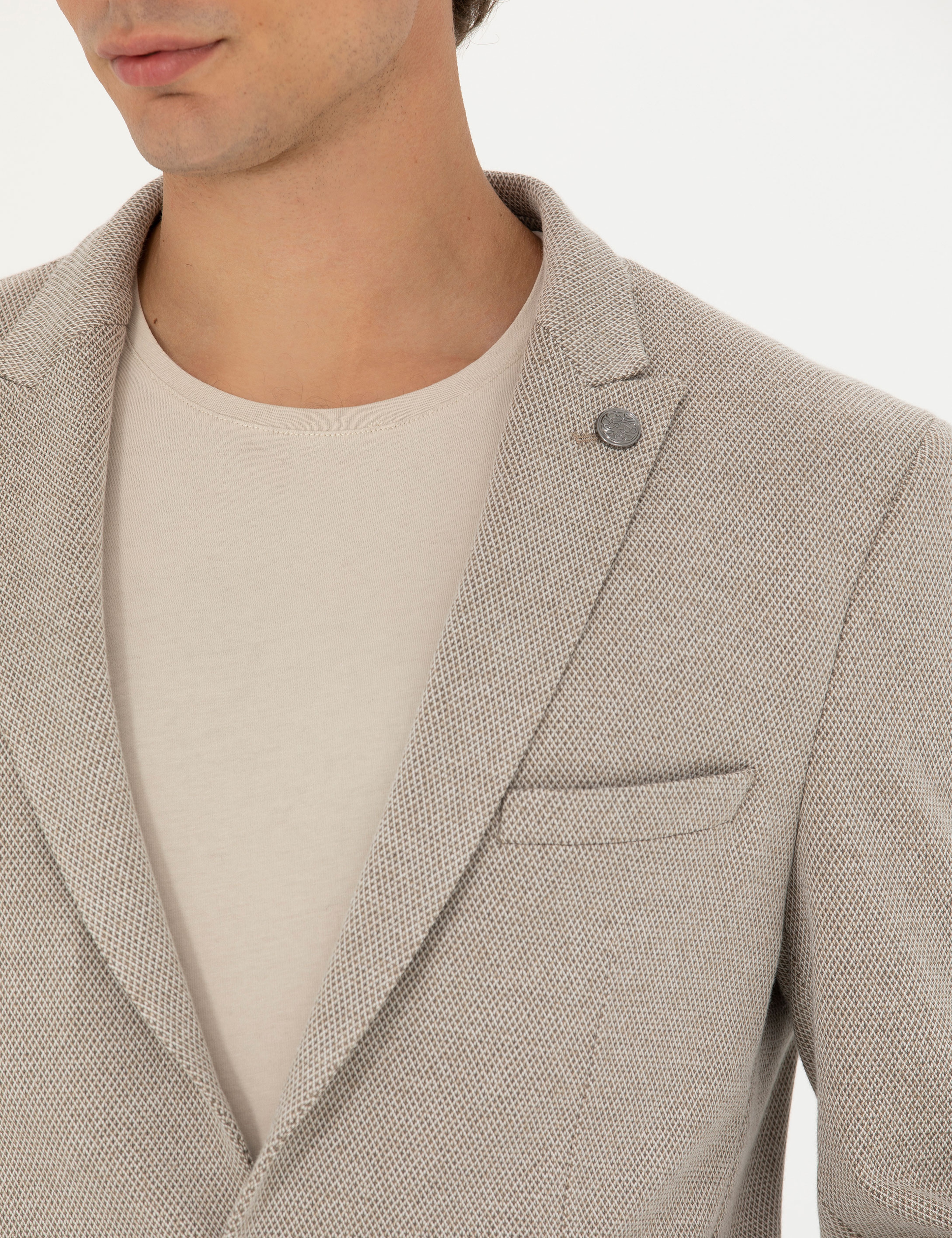 Bej Ekstra Slim Fit Spor Ceket