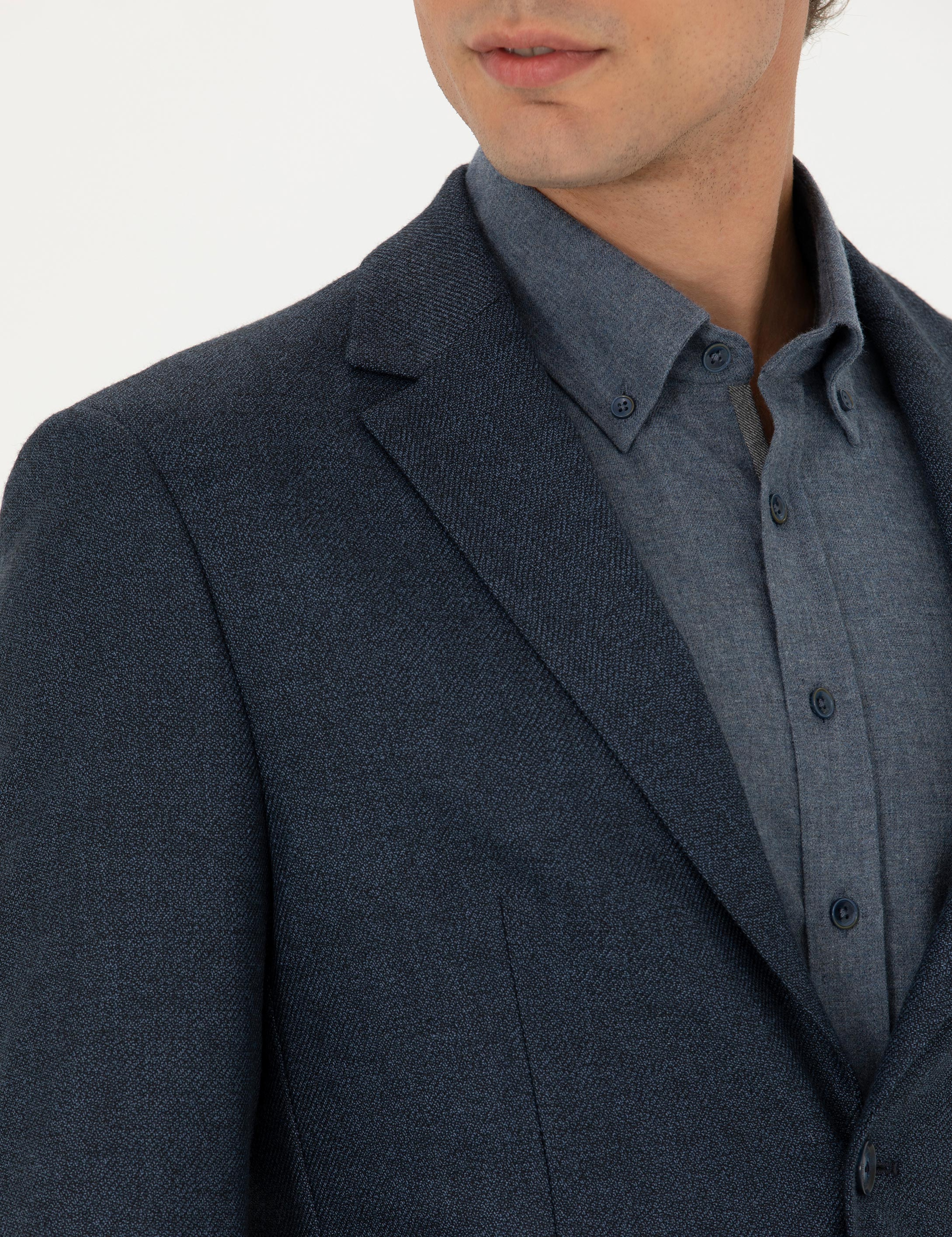 Açık Lacivert Slim Fit Ceket - Image 7