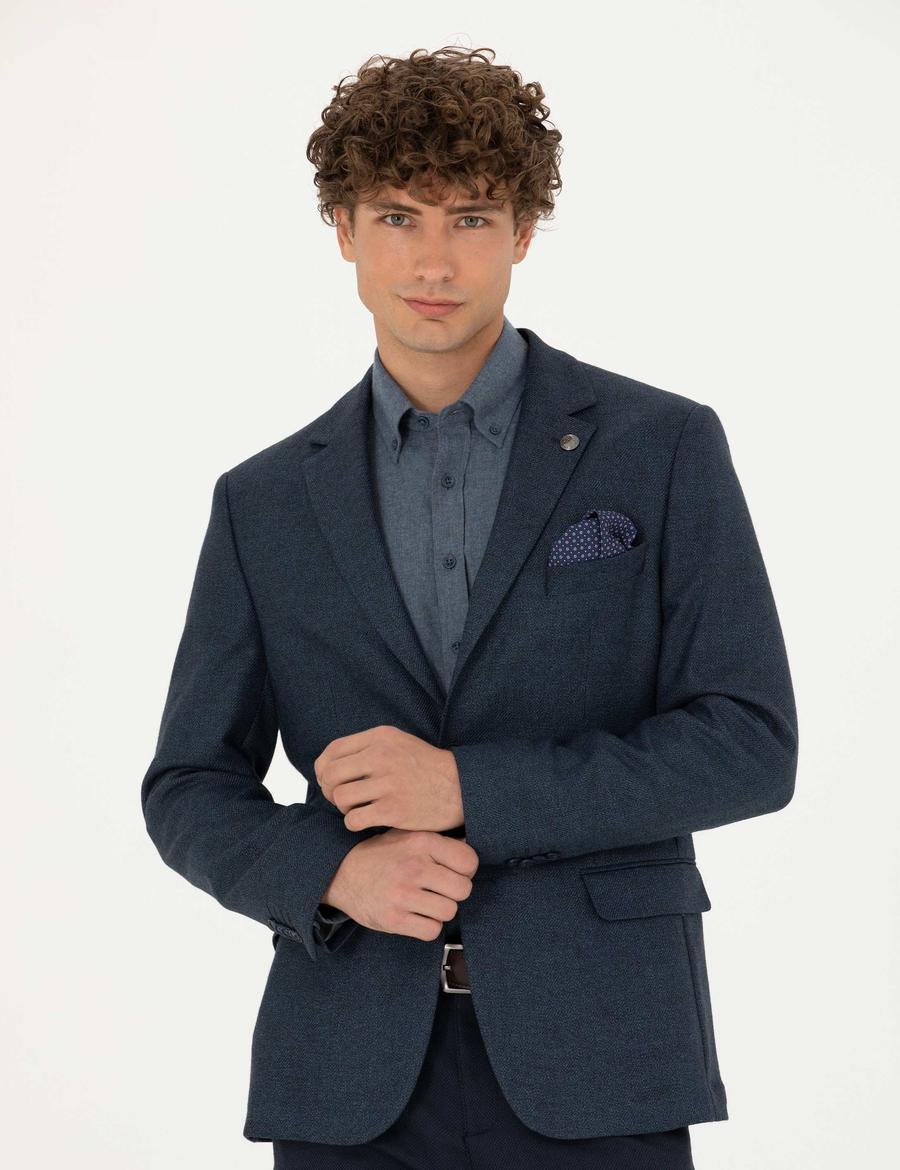 Açık Lacivert Slim Fit Ceket