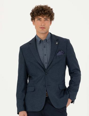 Açık Lacivert Slim Fit Ceket