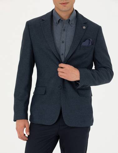Açık Lacivert Slim Fit Ceket
