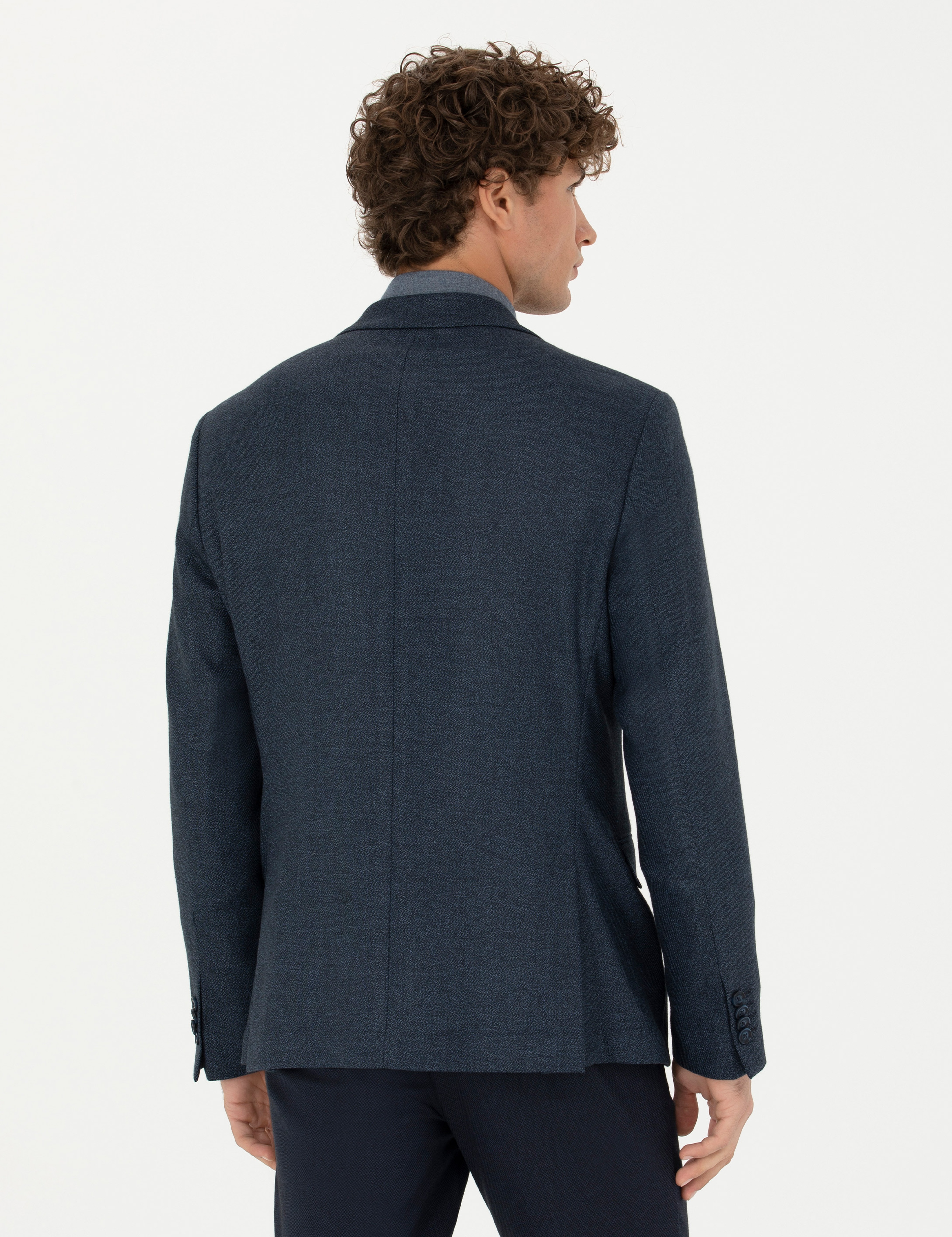Açık Lacivert Slim Fit Ceket - Image 5