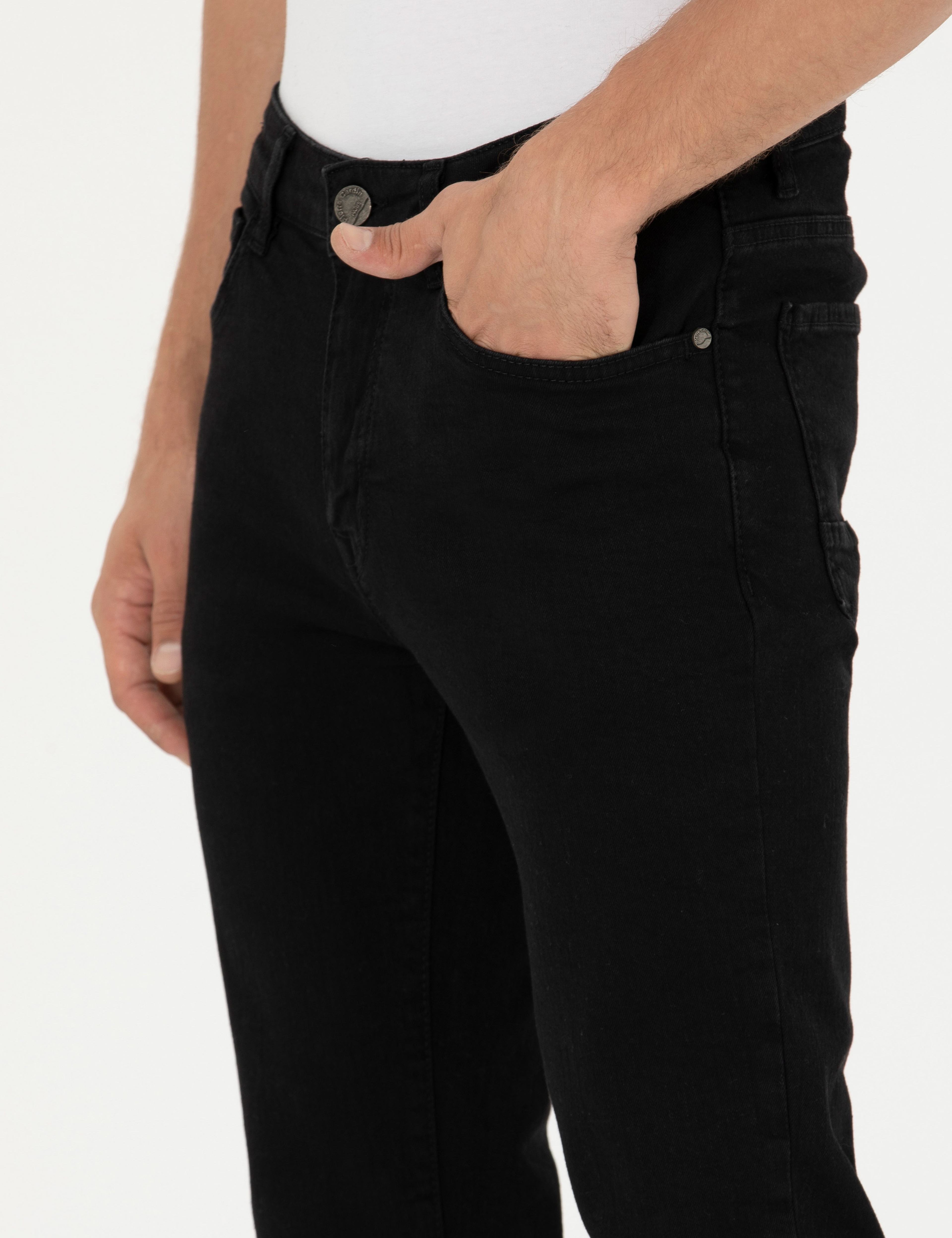 Siyah Slim Fit Jean Pantolon - Image 6