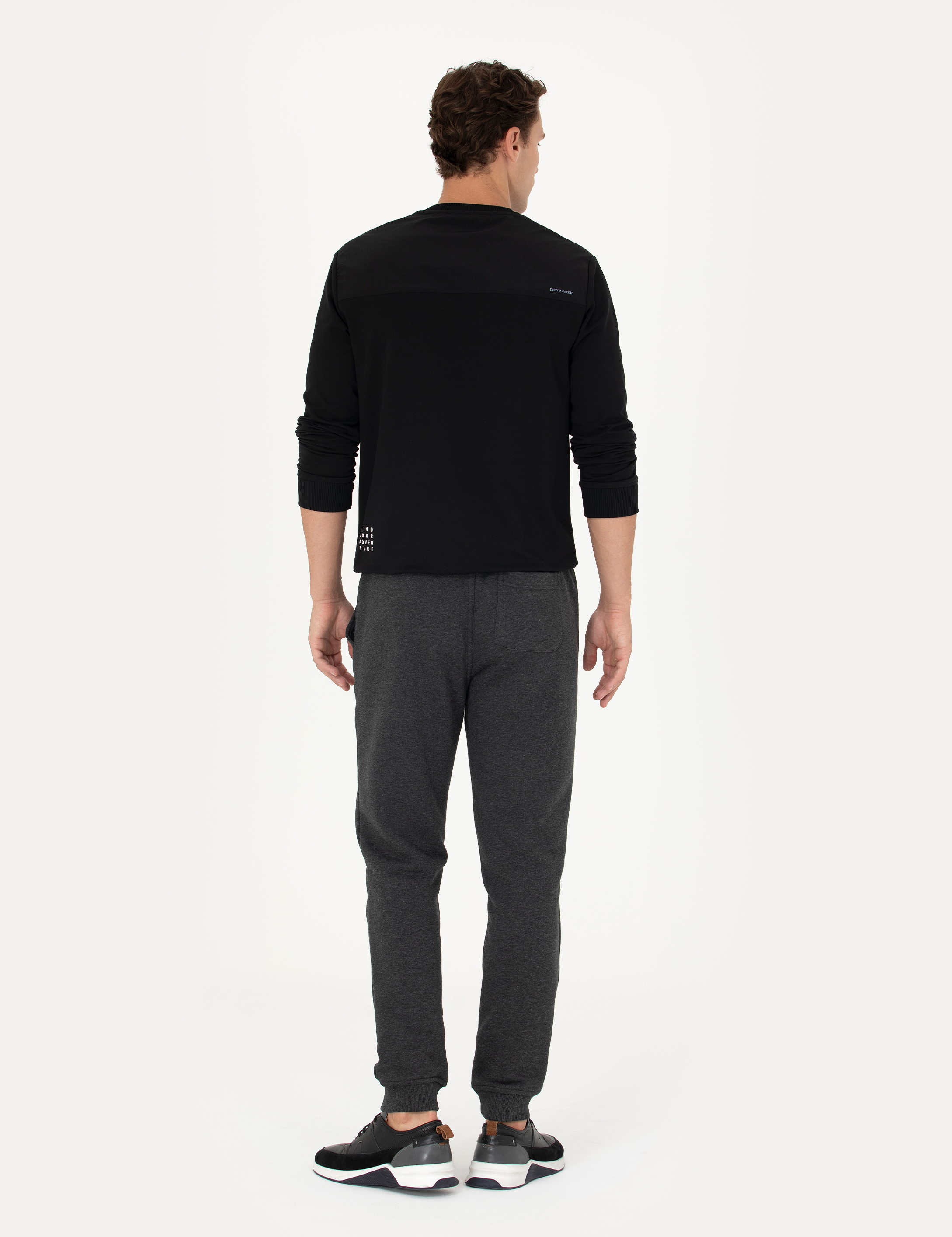 Antrasit Melanj Slim Fit Eşofman Altı - Image 4