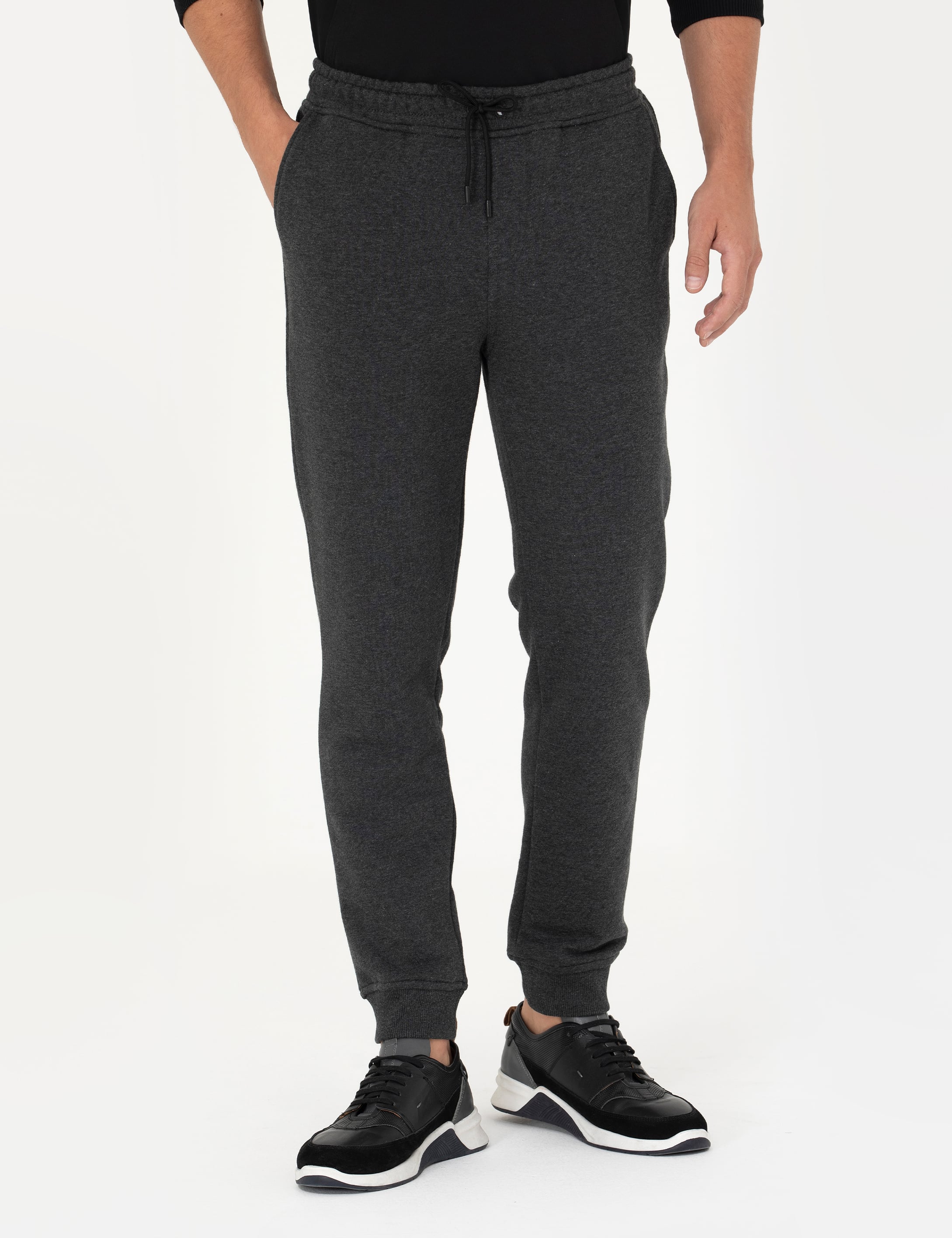 Antrasit Melanj Slim Fit Eşofman Altı