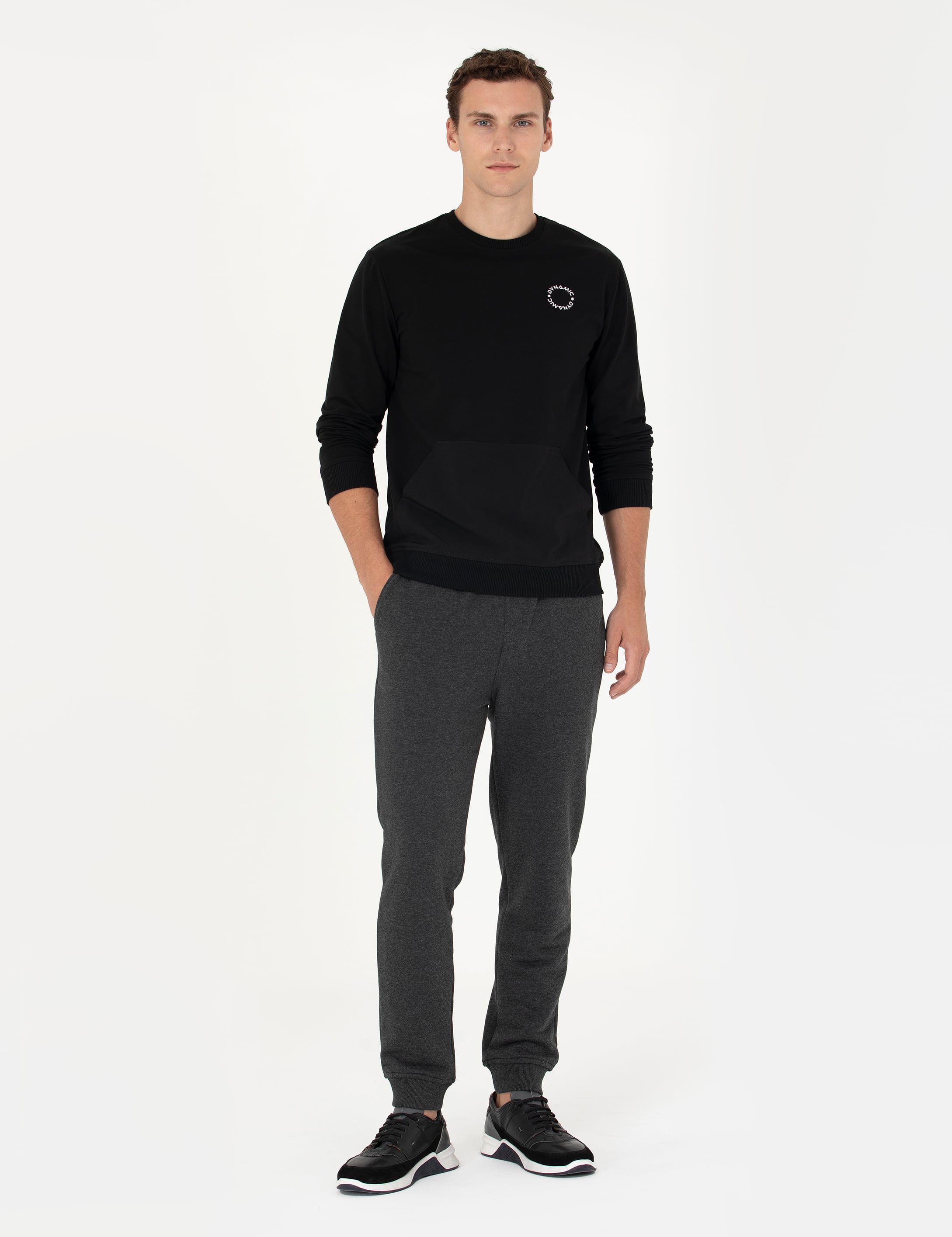 Antrasit Melanj Slim Fit Eşofman Altı - Image 3