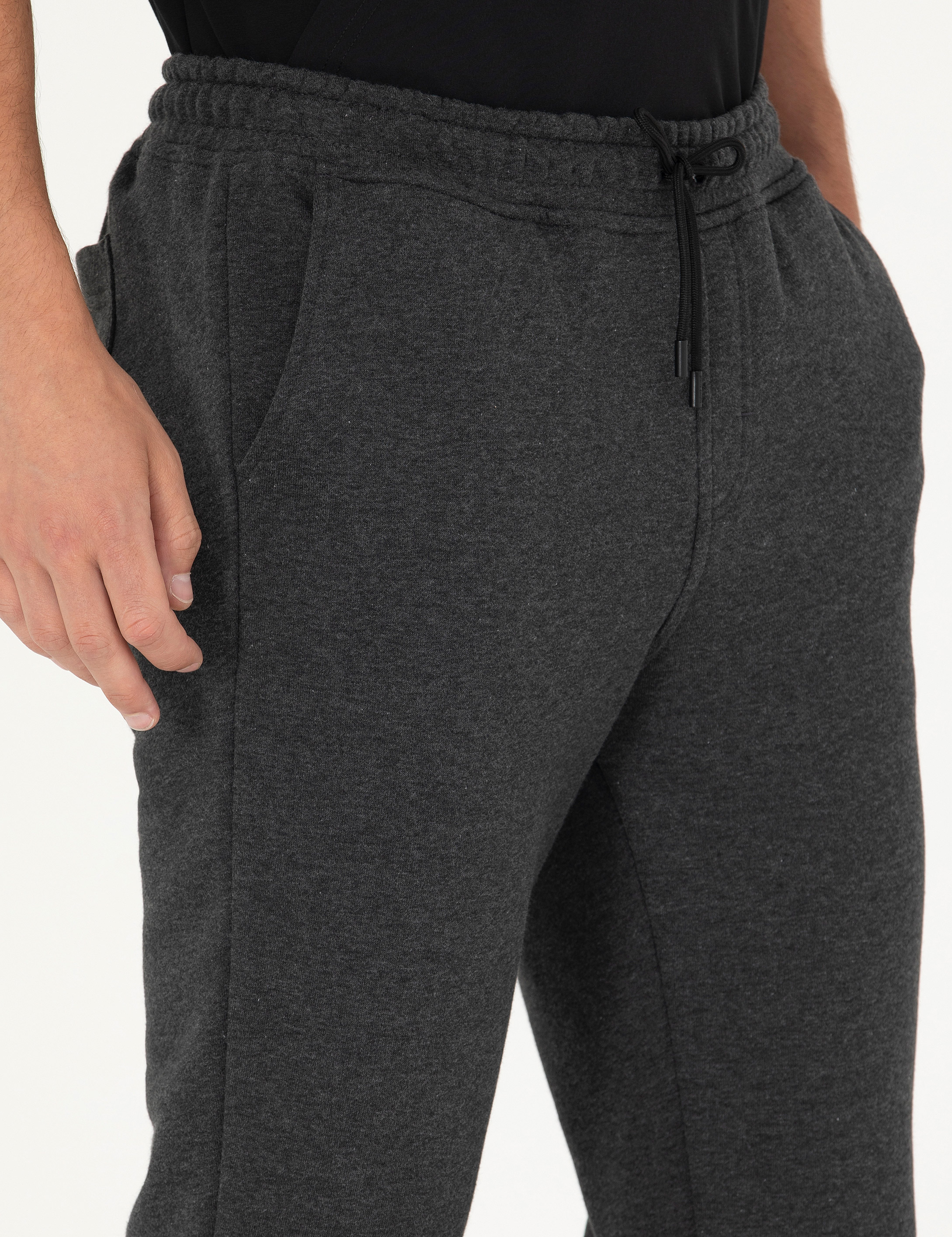 Antrasit Melanj Slim Fit Eşofman Altı - Image 5