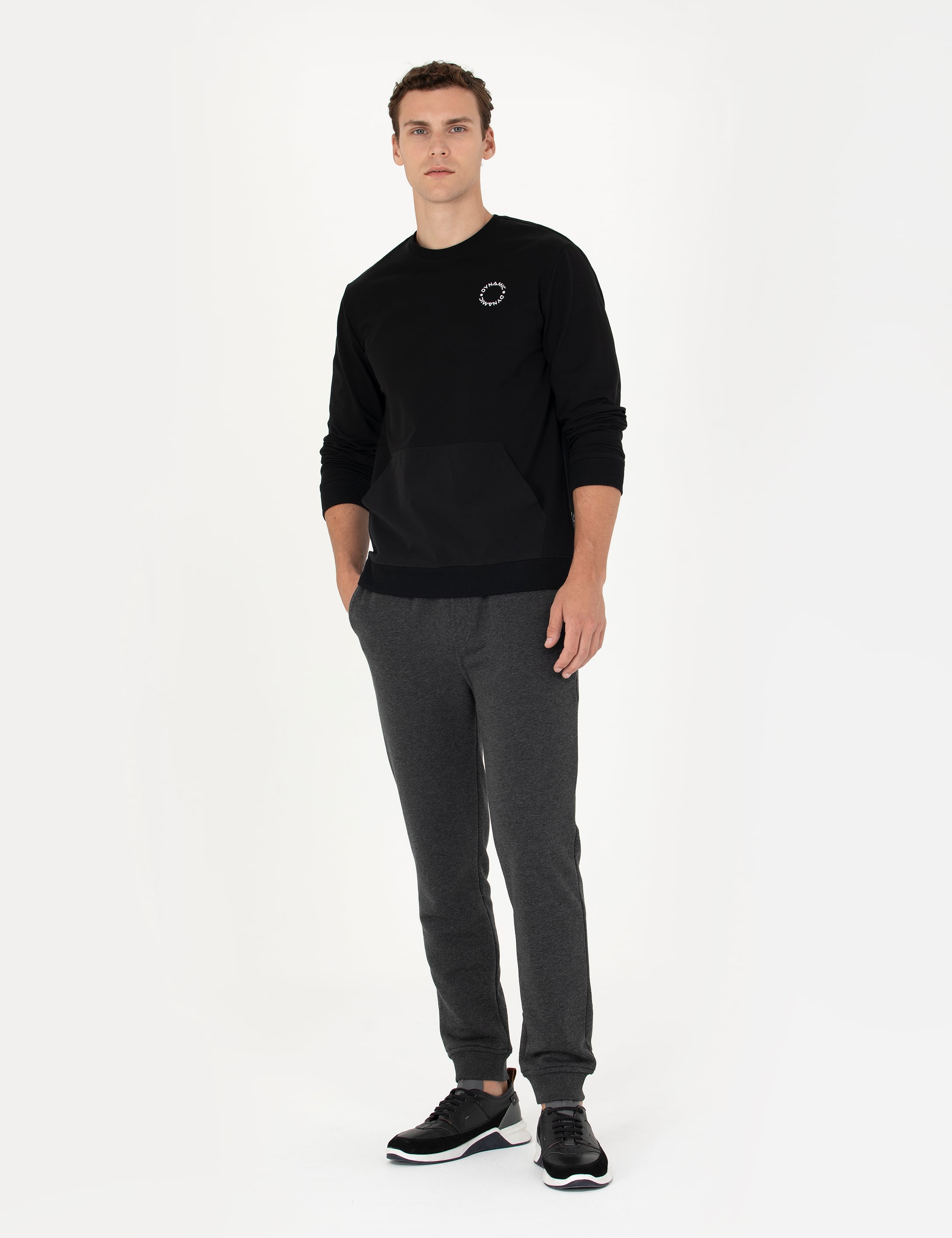 Antrasit Melanj Slim Fit Eşofman Altı