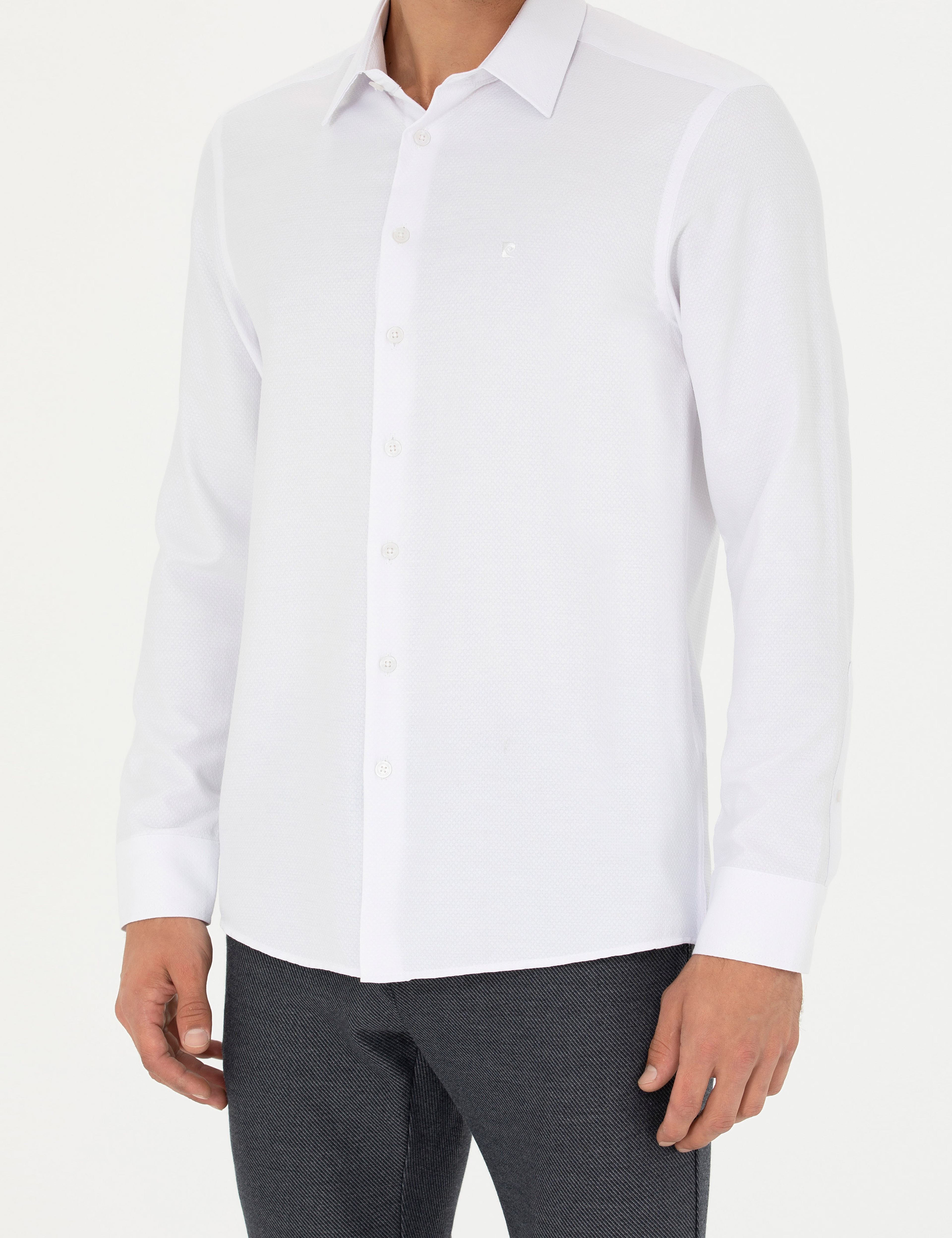 Beyaz Slim Fit Uzun Kollu Gömlek - Image 6
