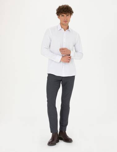 Beyaz Slim Fit Uzun Kollu Gömlek