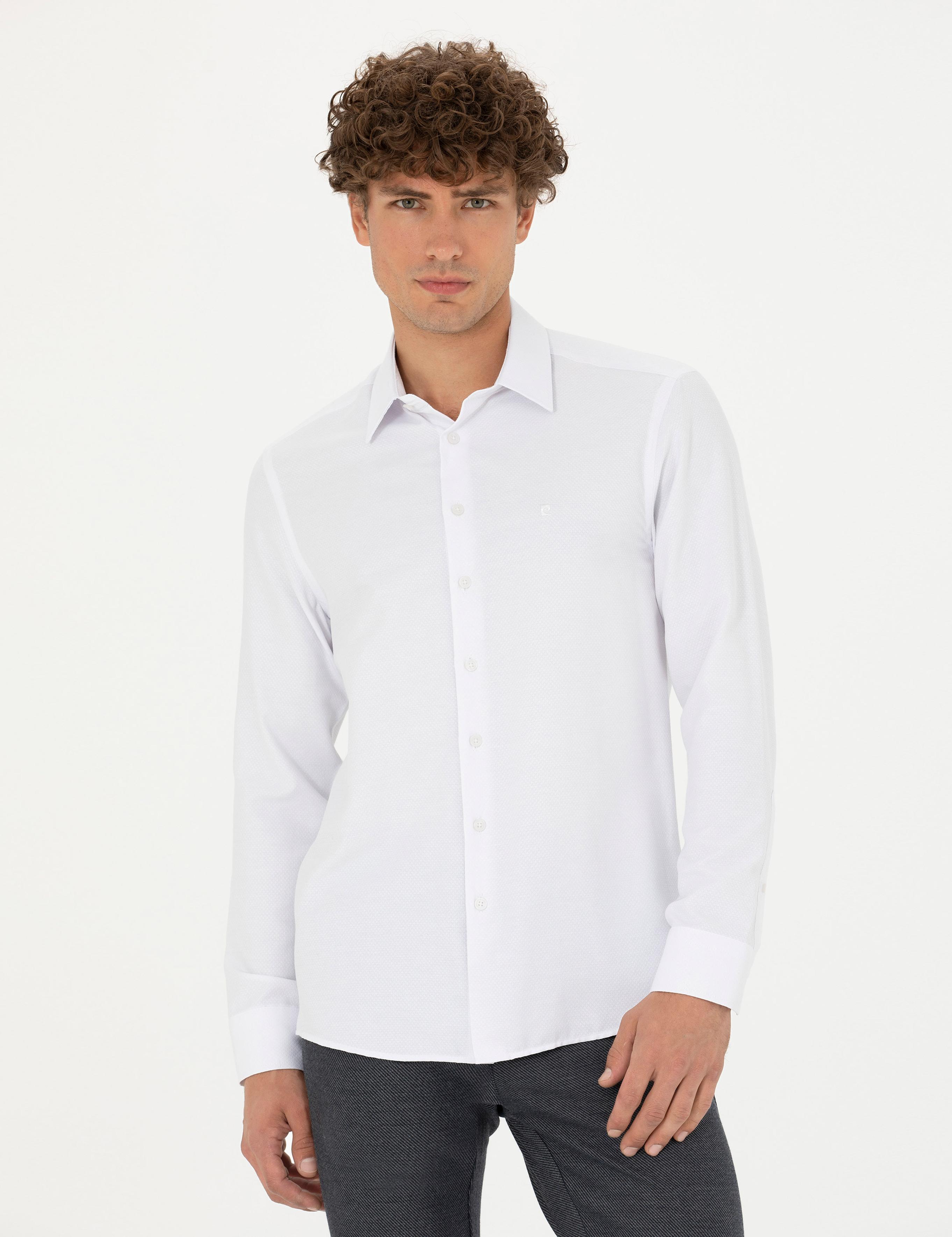 Beyaz Slim Fit Uzun Kollu Gömlek