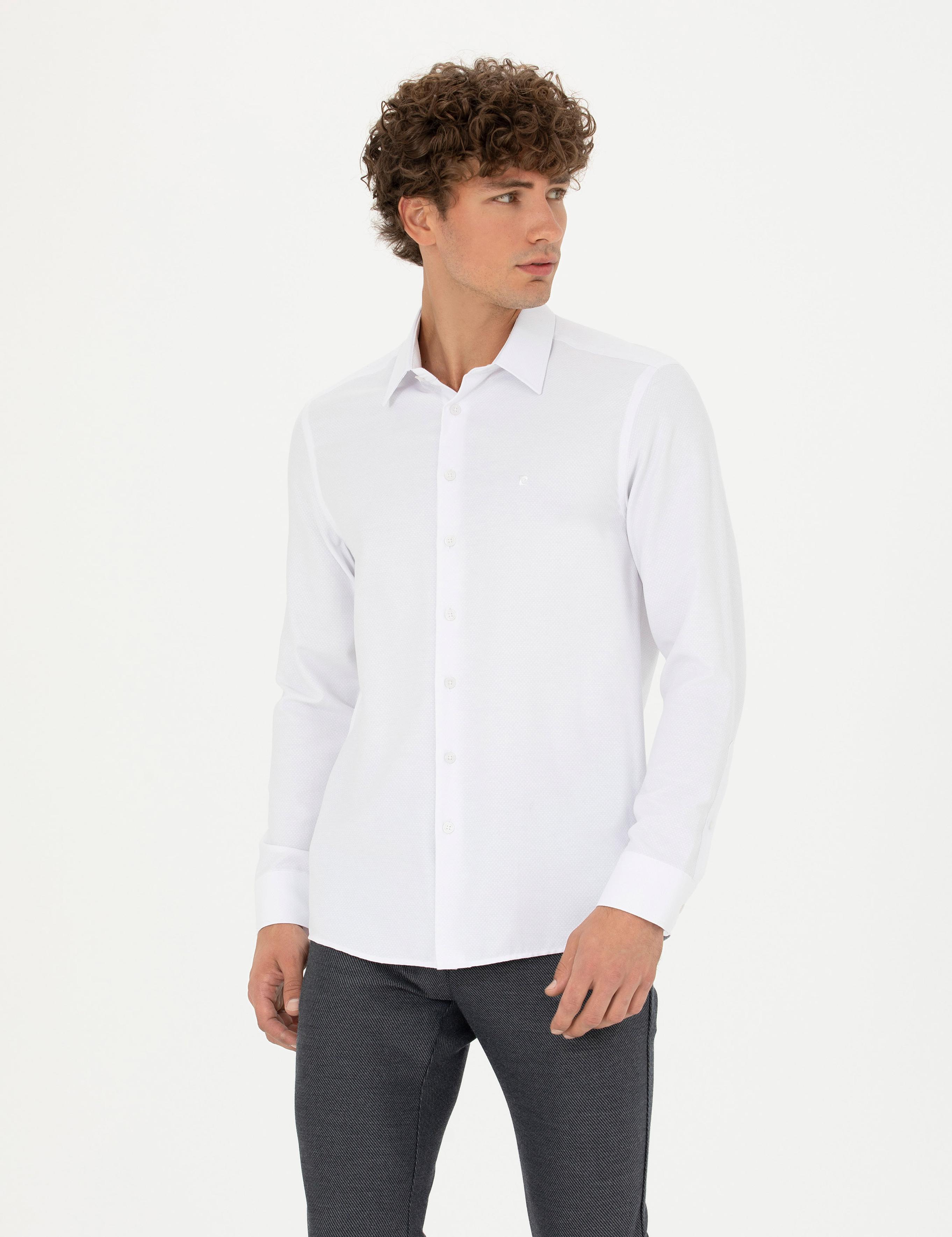 Beyaz Slim Fit Uzun Kollu Gömlek