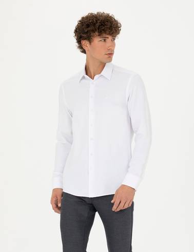 Beyaz Slim Fit Uzun Kollu Gömlek