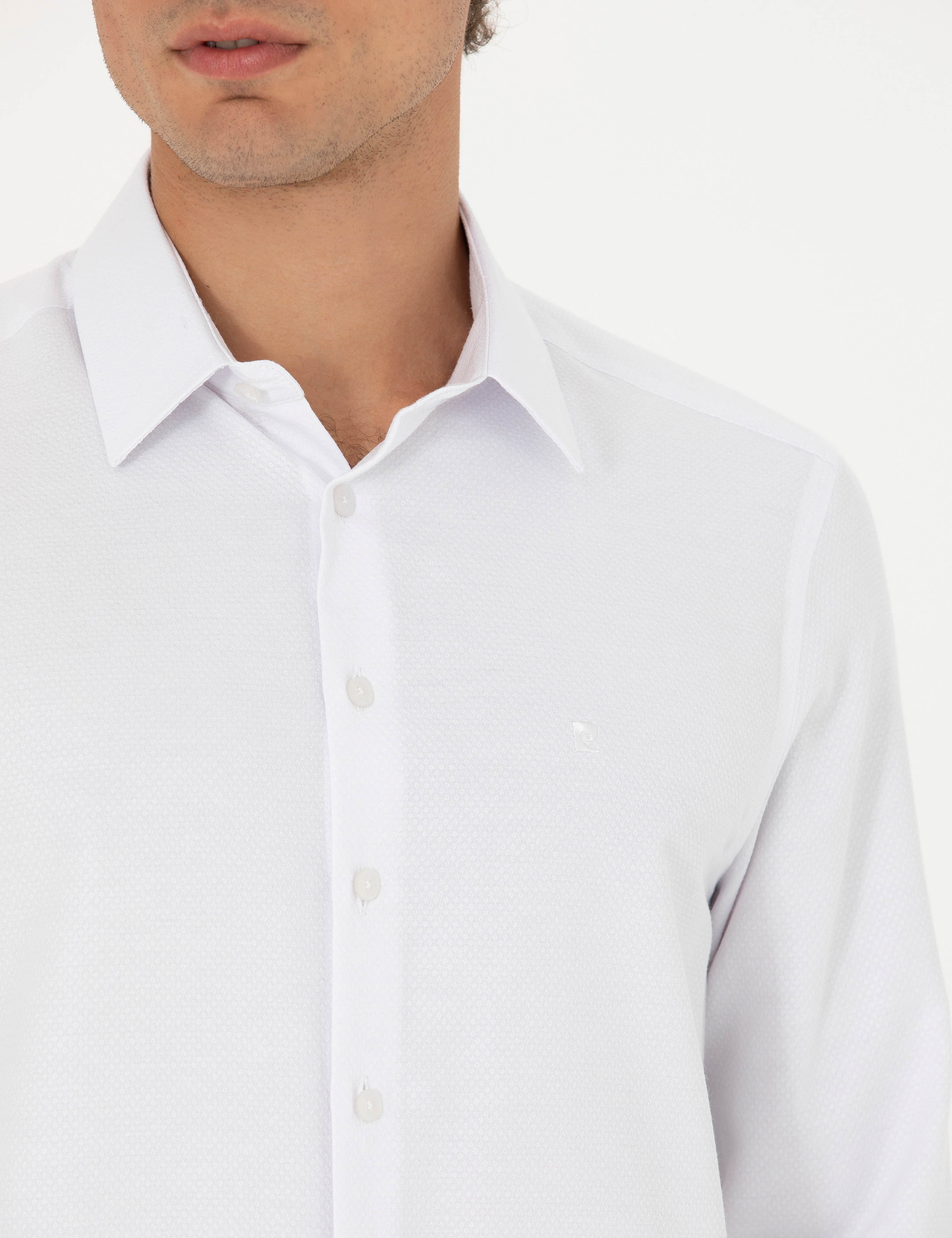 Beyaz Slim Fit Uzun Kollu Gömlek - Image 7