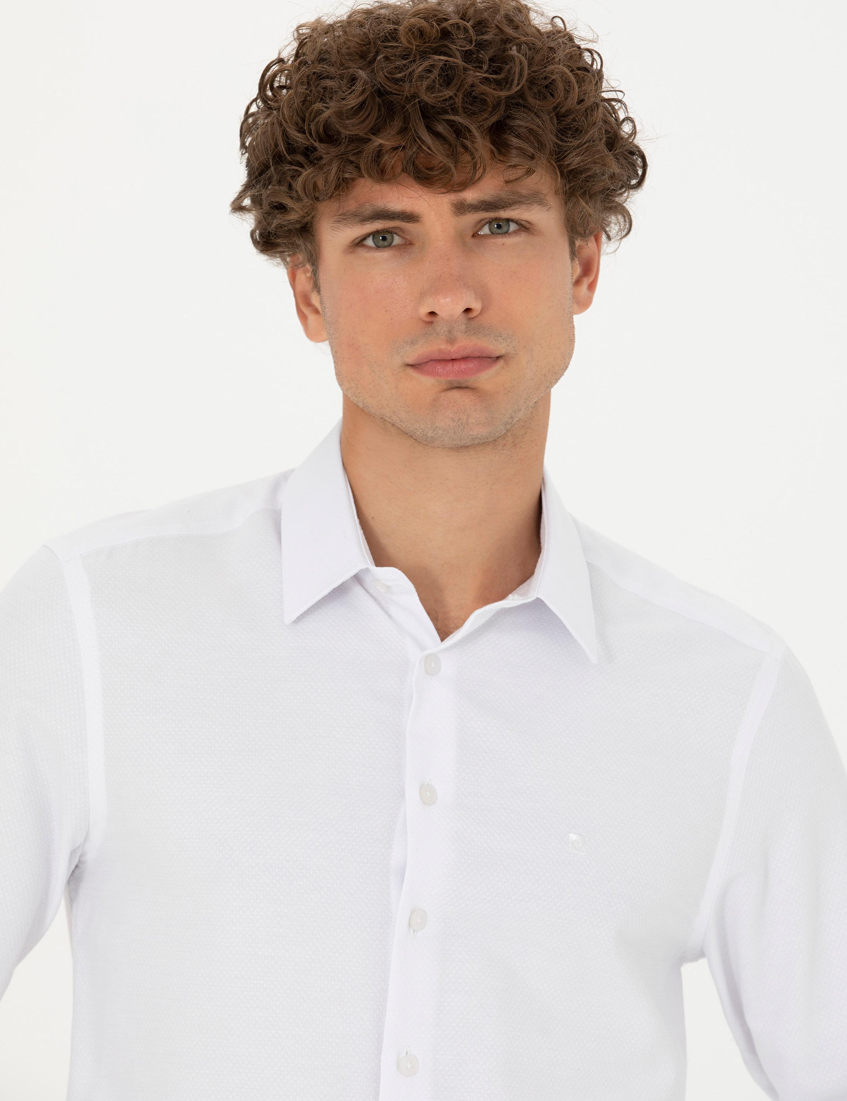 Beyaz Slim Fit Uzun Kollu Gömlek