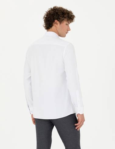 Beyaz Slim Fit Uzun Kollu Gömlek