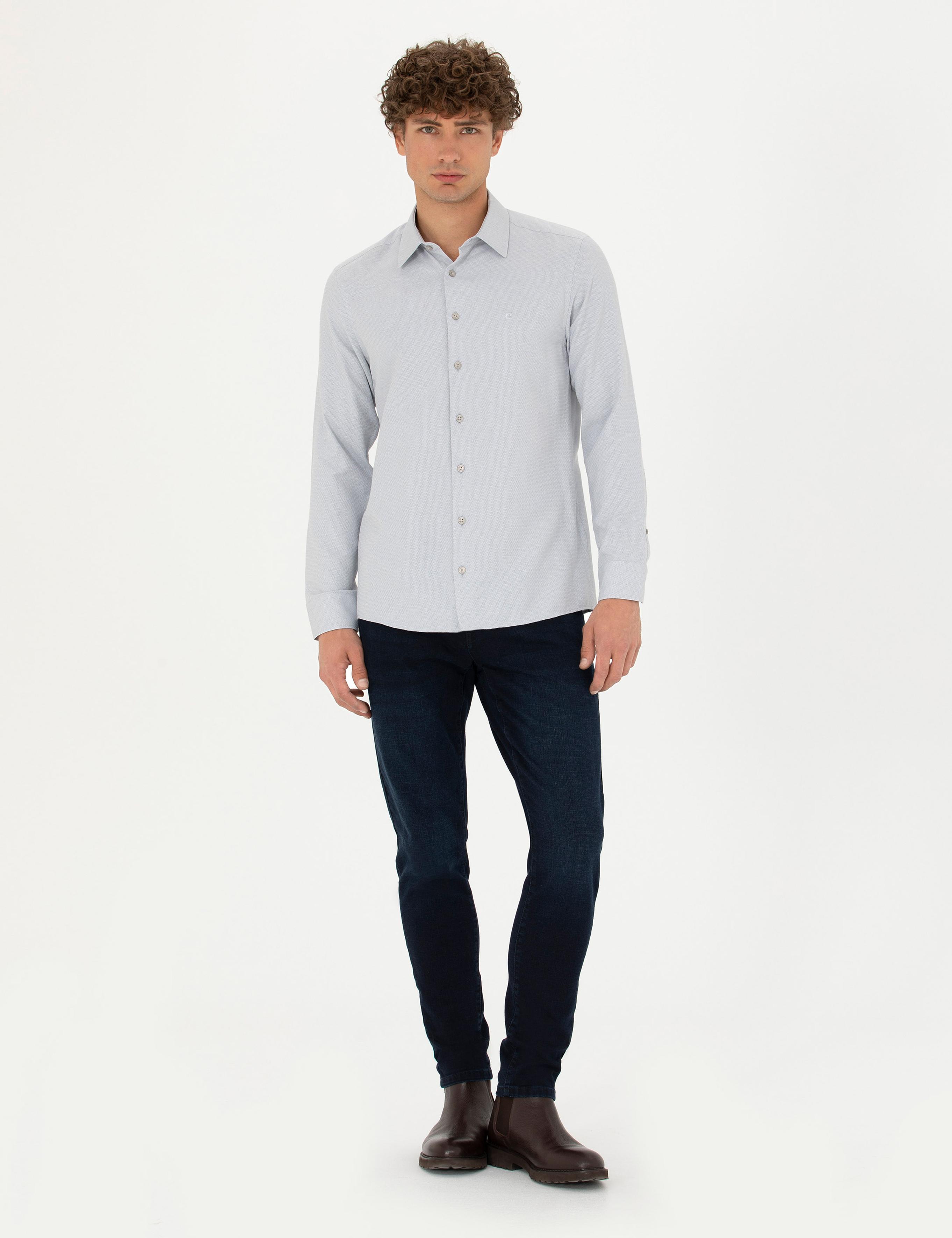 Gri Slim Fit Uzun Kollu Gömlek