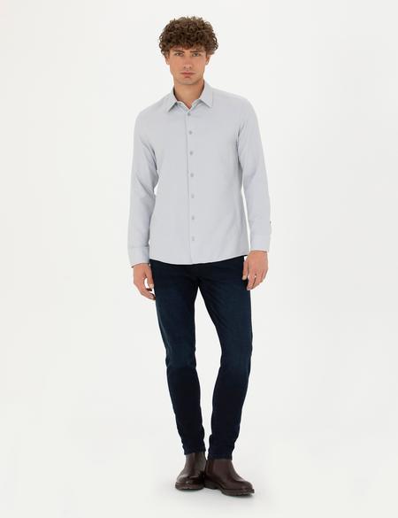 Gri Slim Fit Uzun Kollu Gömlek - 50278184013