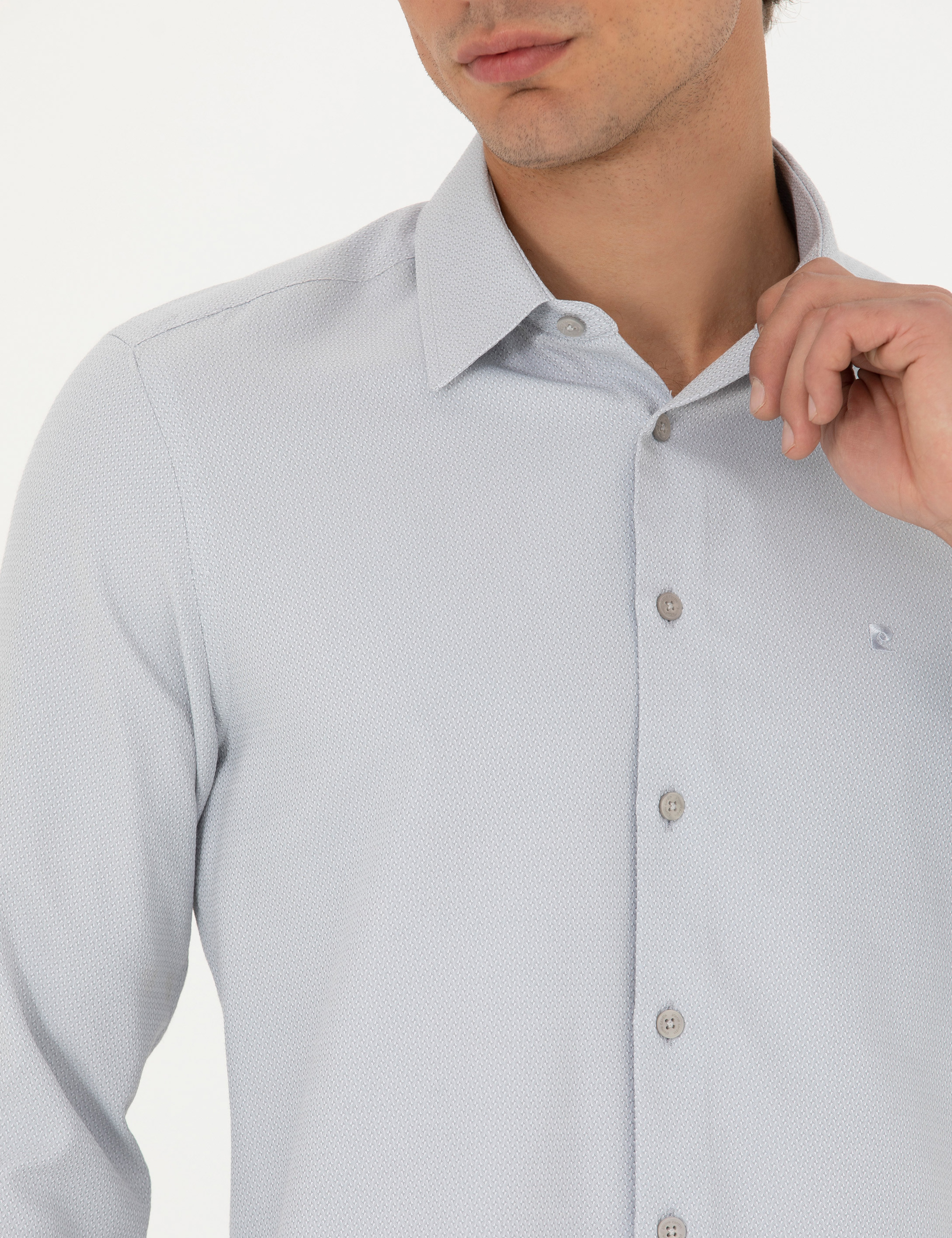 Gri Slim Fit Uzun Kollu Gömlek - Image 7