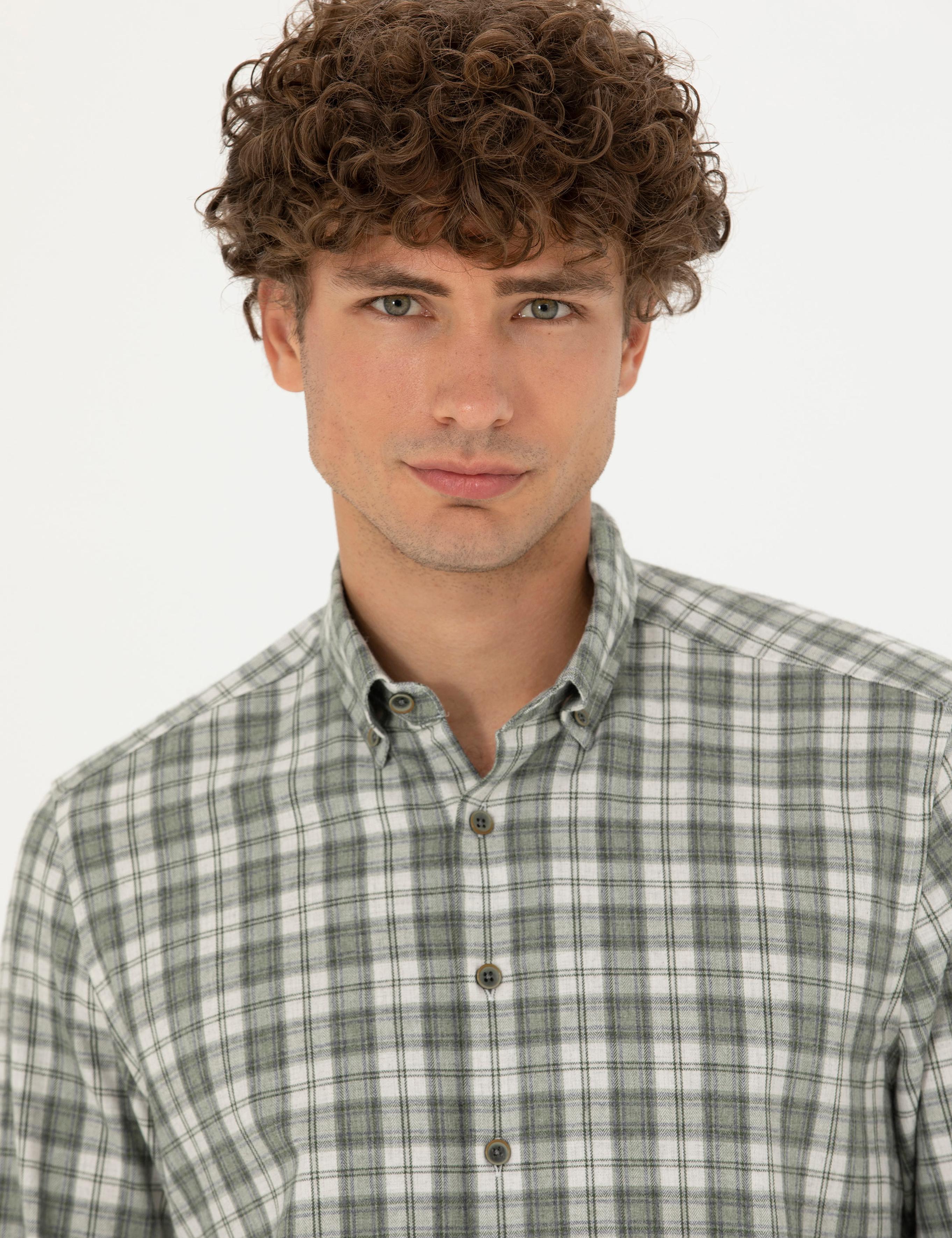 Haki Regular Fit Uzun Kollu Gömlek