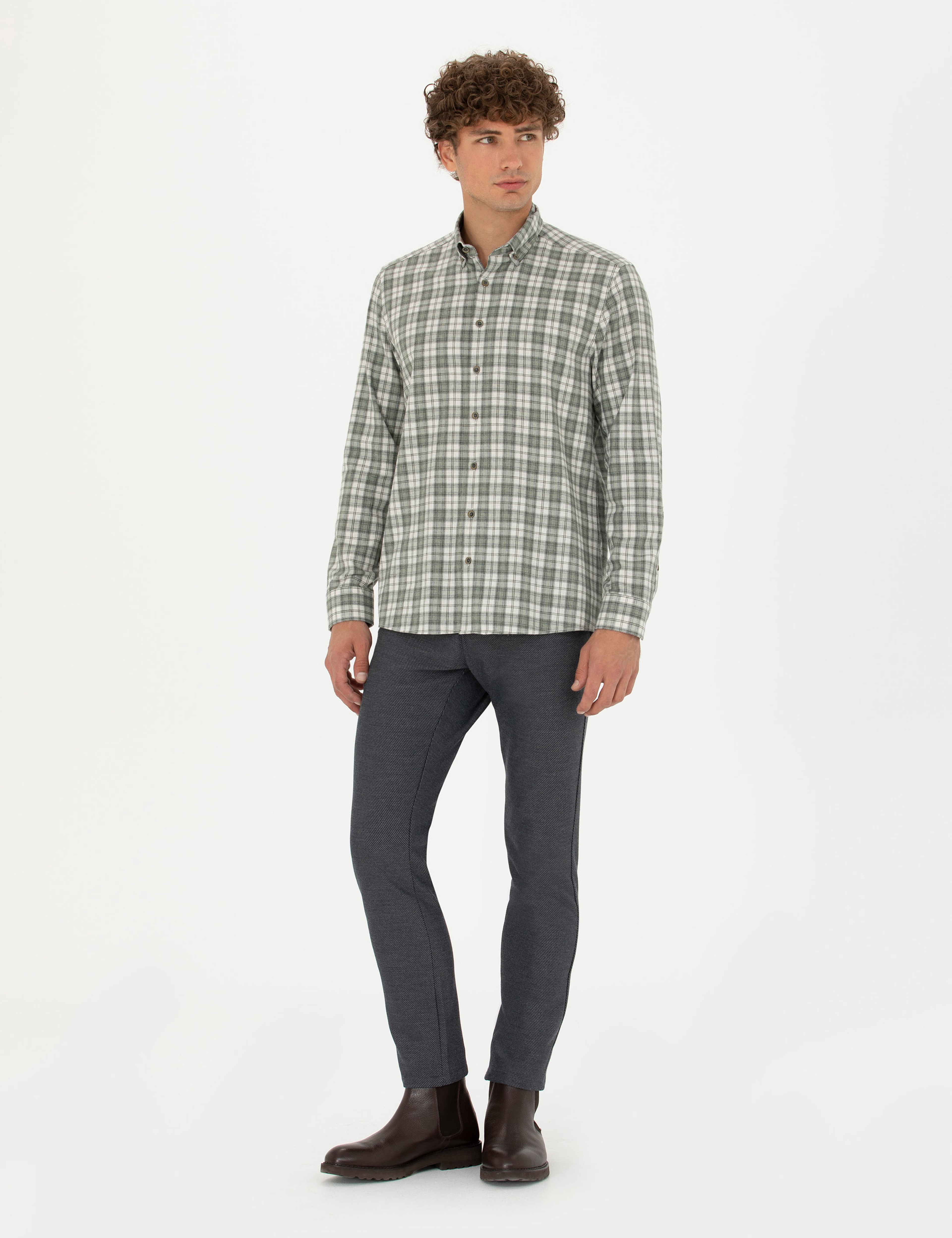 Haki Regular Fit Uzun Kollu Gömlek - Image 4