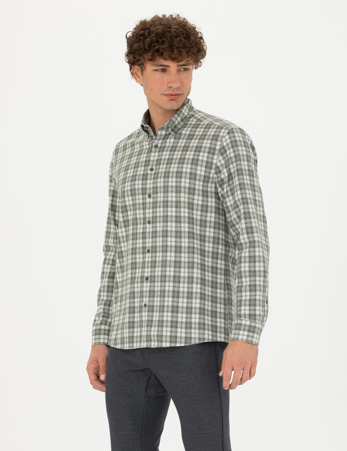 Haki Regular Fit Uzun Kollu Gömlek - 50274599007