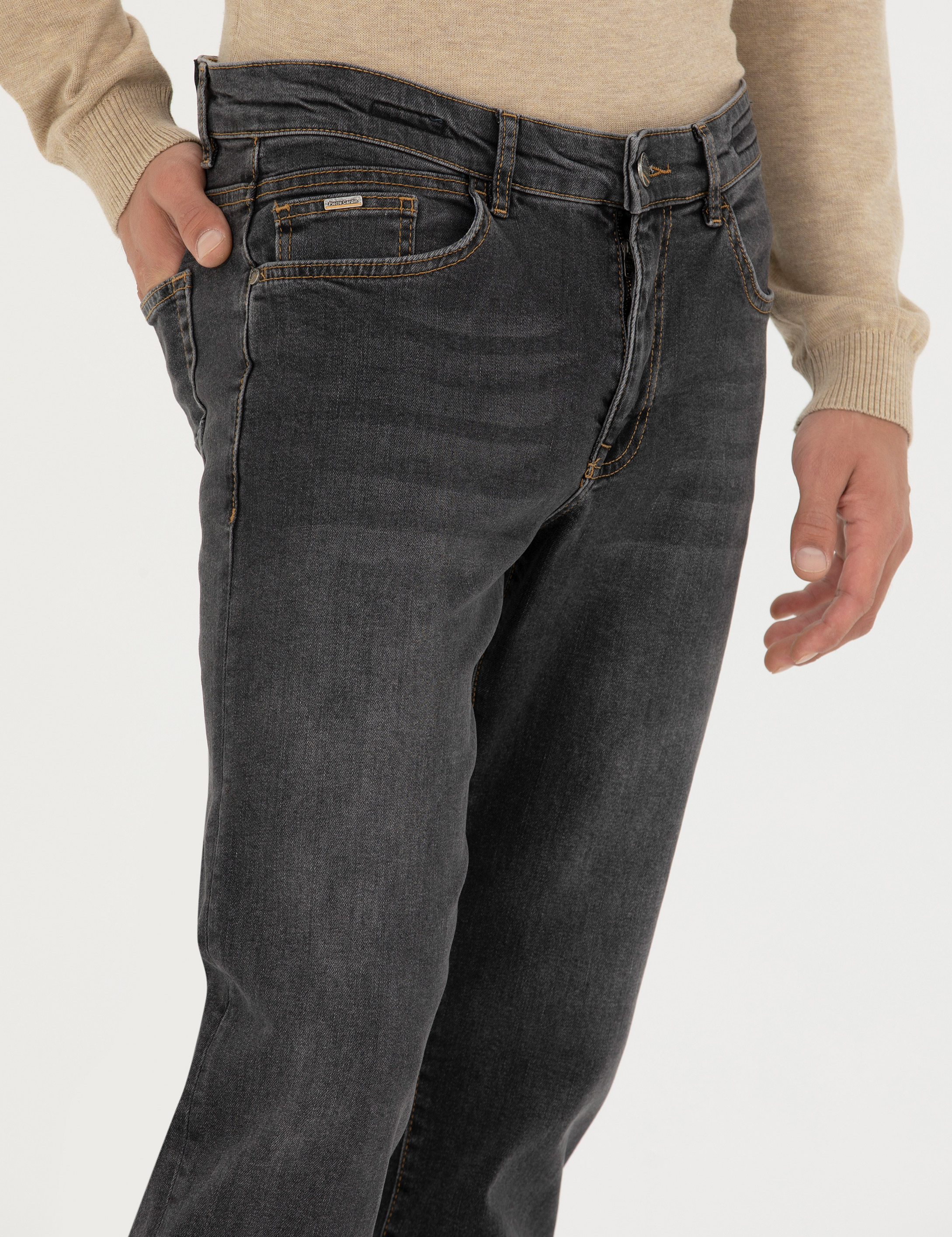 Antrasit Straight Fit Jean Pantolon - Image 5