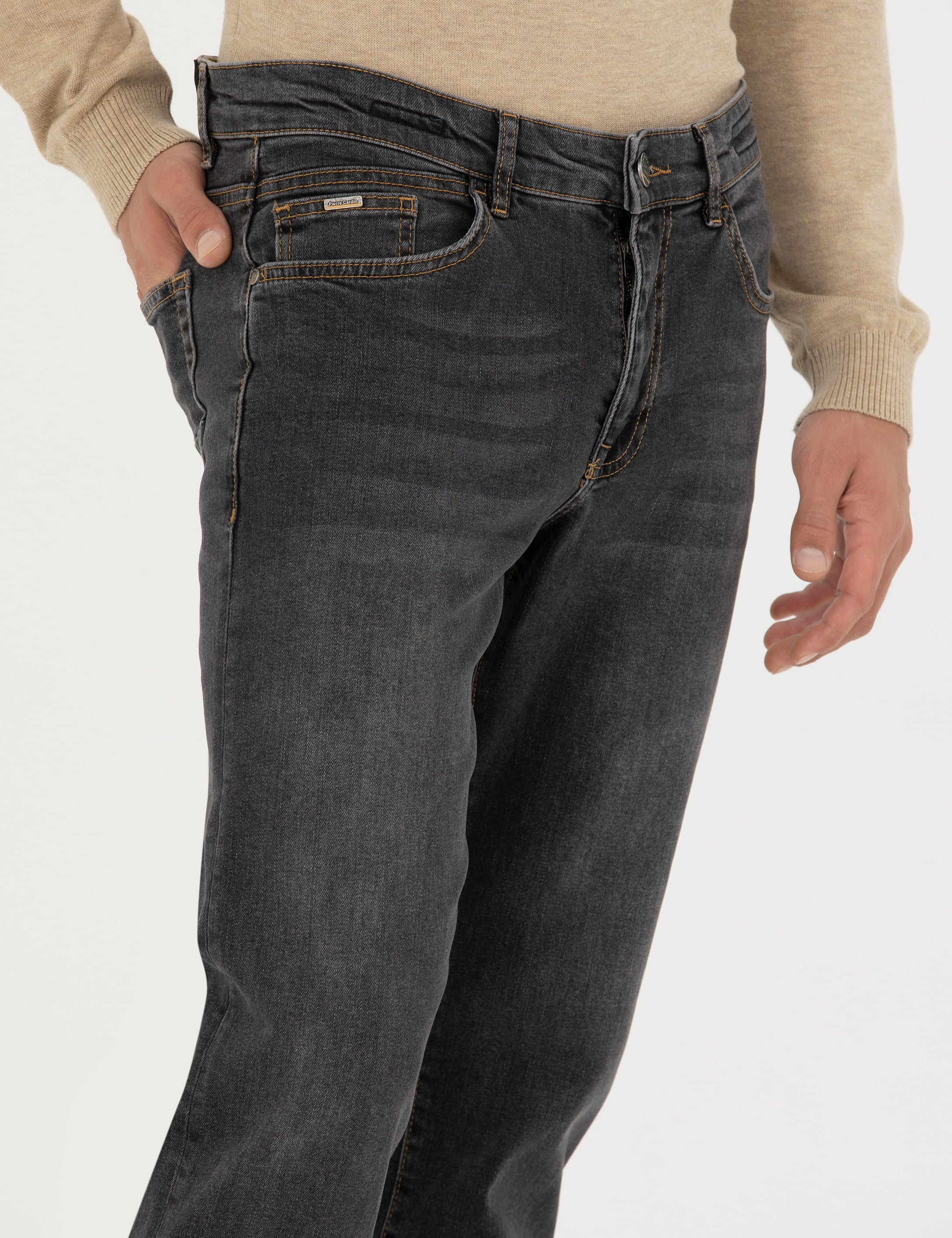 Antrasit Straight Fit Jean Pantolon