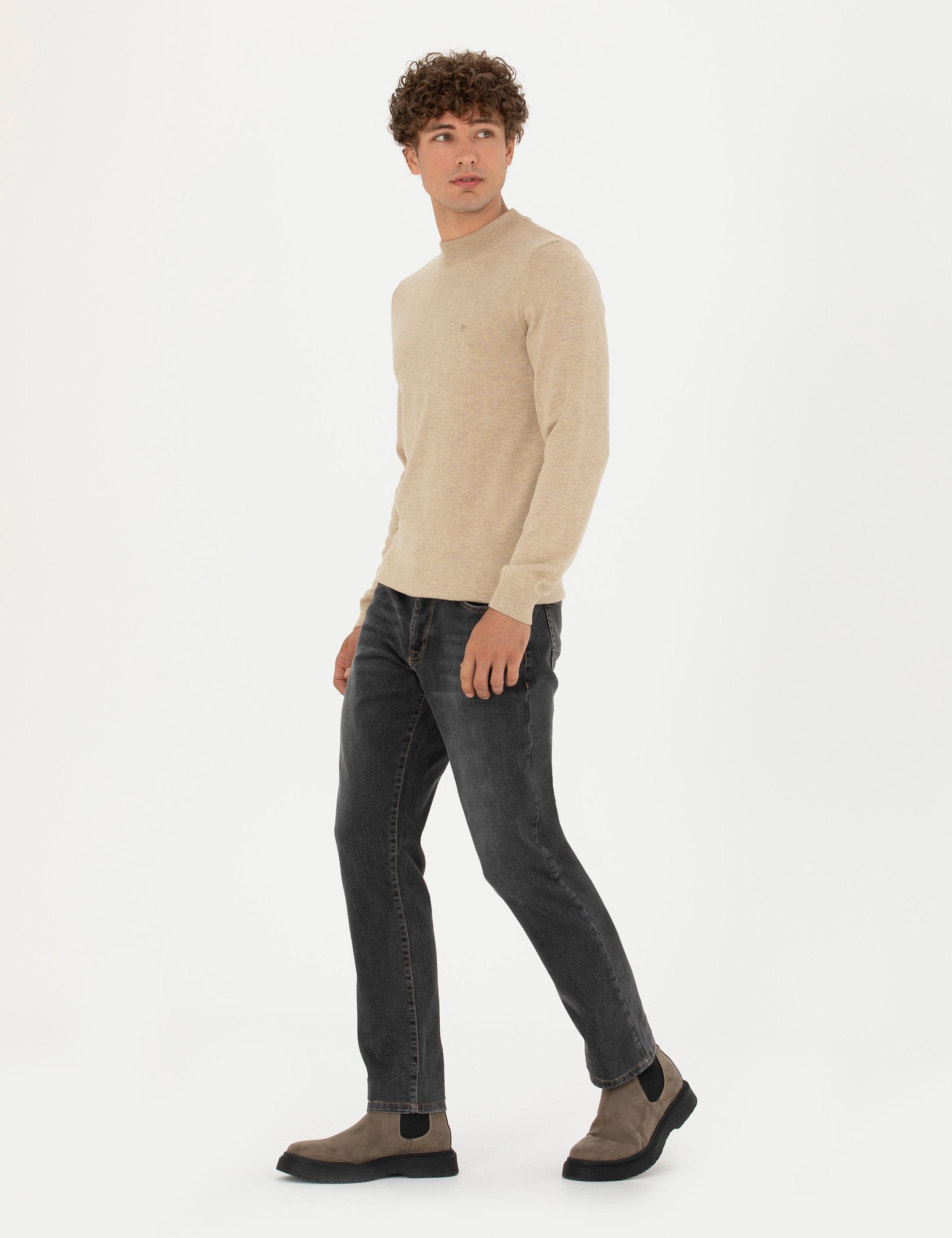 Antrasit Straight Fit Jean Pantolon