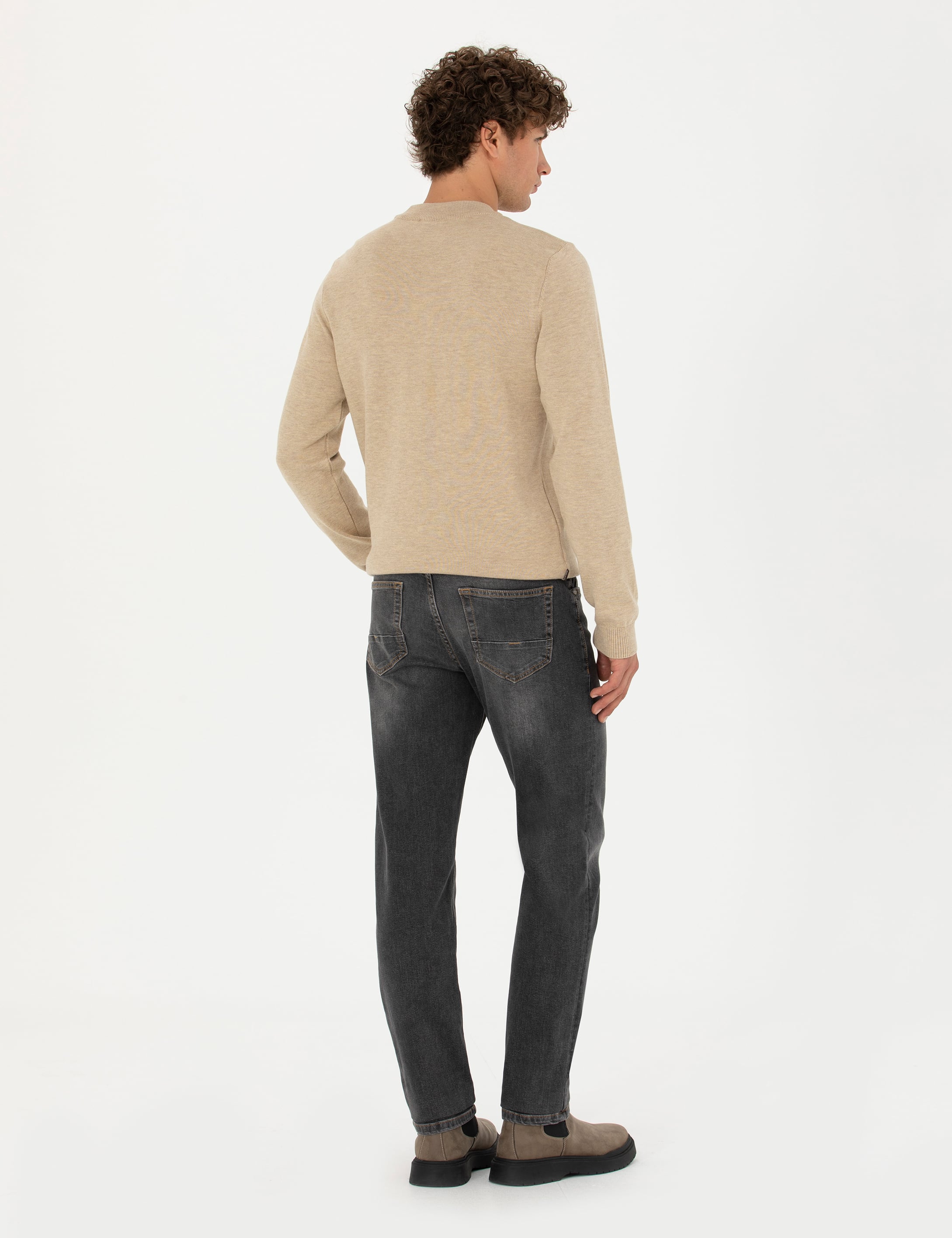 Antrasit Straight Fit Jean Pantolon - Image 4
