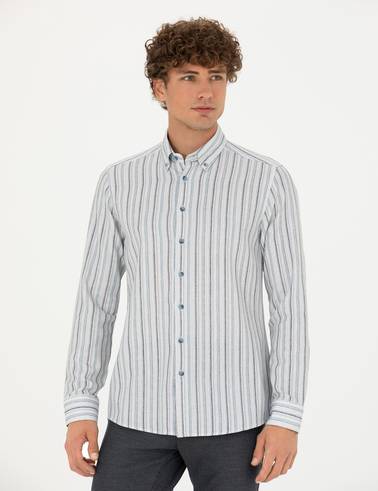 Mavi Slim Fit Uzun Kollu Gömlek