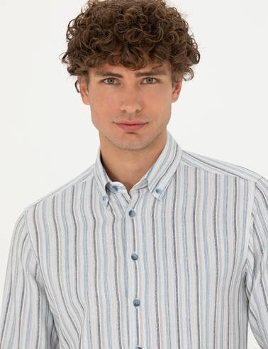 Mavi Slim Fit Uzun Kollu Gömlek