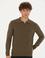 Koyu Haki Slim Fit Fermuarlı Polo Yaka Triko Kazak
