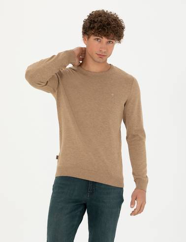 Camel Melanj Slim Fit Bisiklet Yaka Basic Triko Kazak