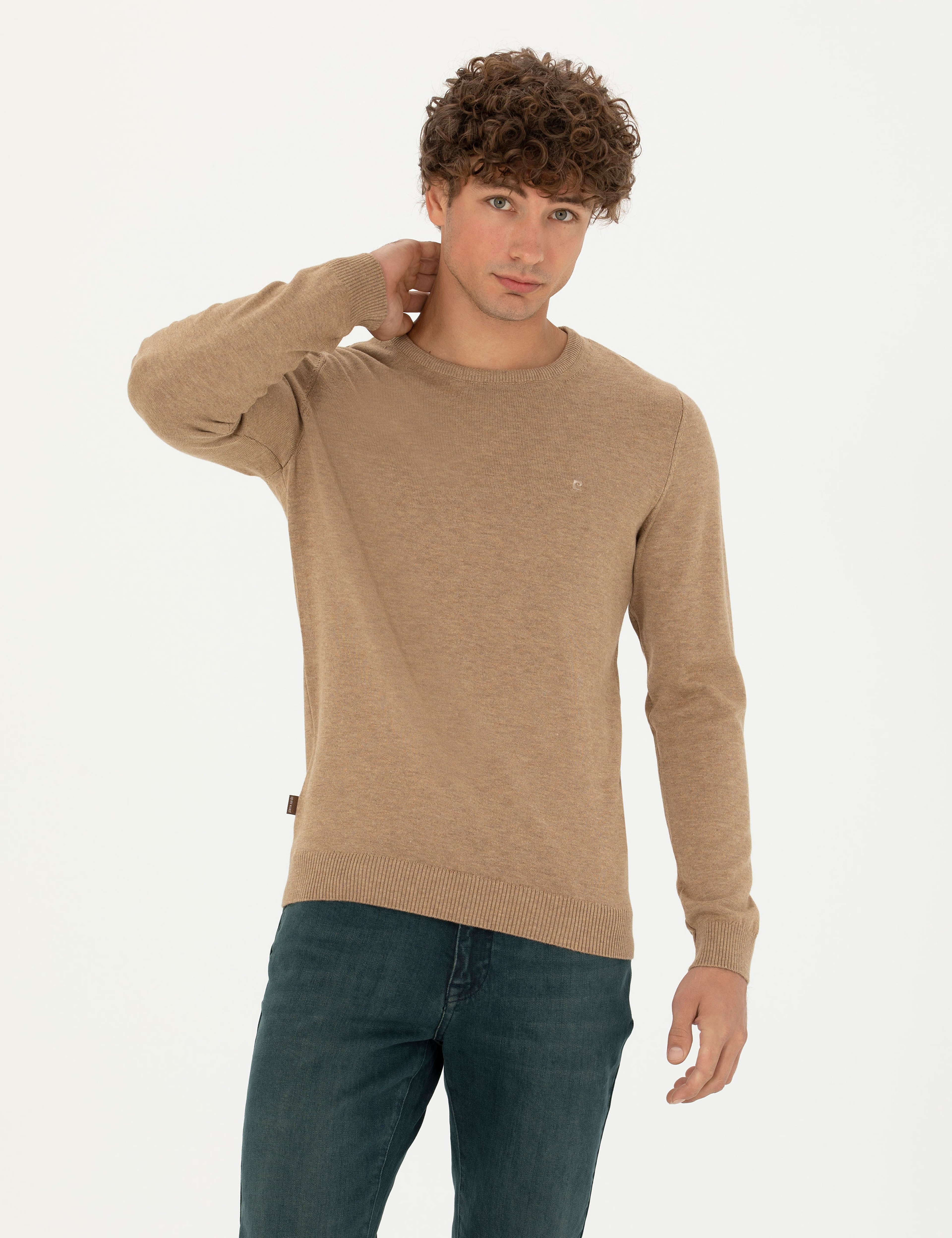 Camel Melanj Slim Fit Bisiklet Yaka Basic Triko Kazak - Image 1